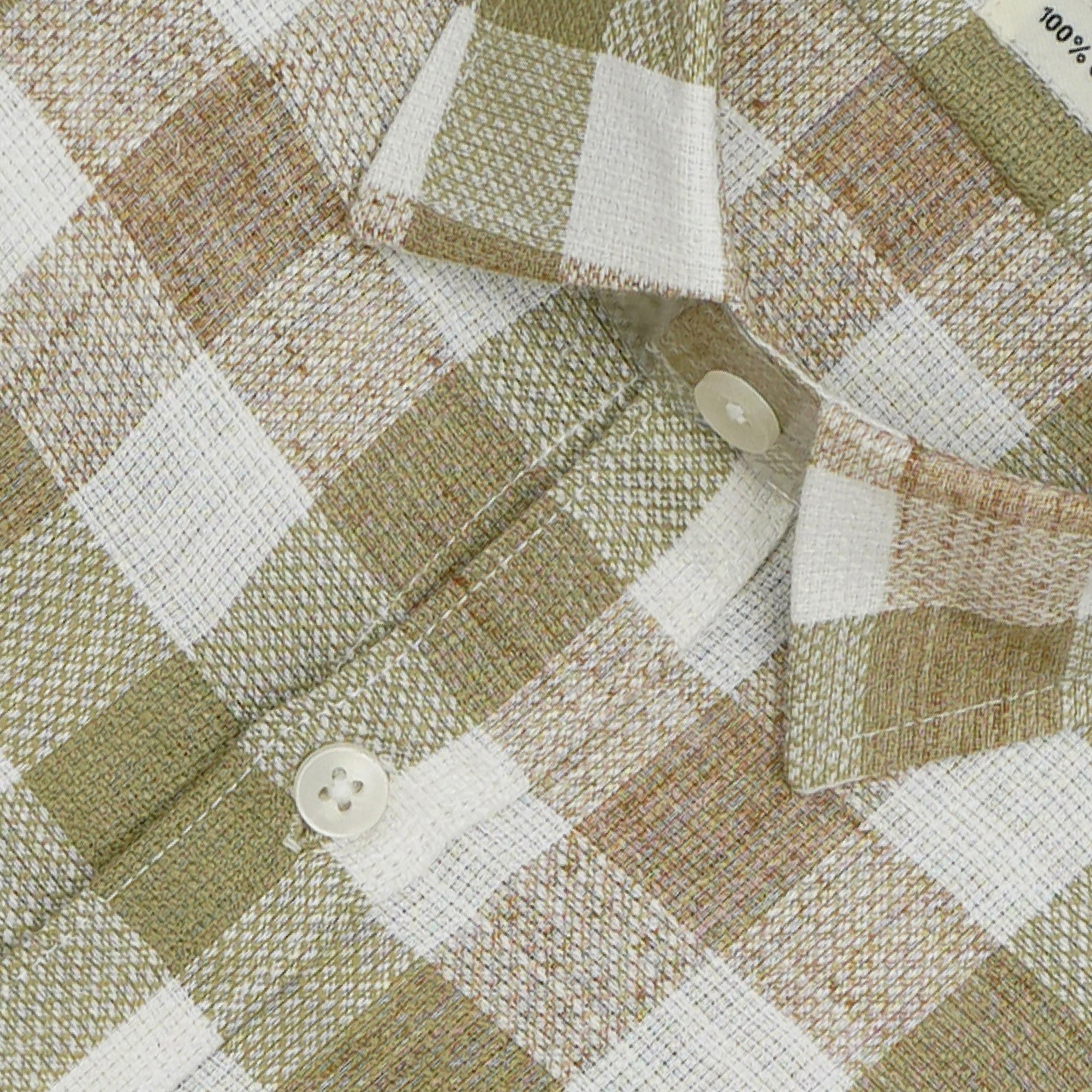 Men's 100% Cotton Checkered Half Sleeves Shirt (Khaki)