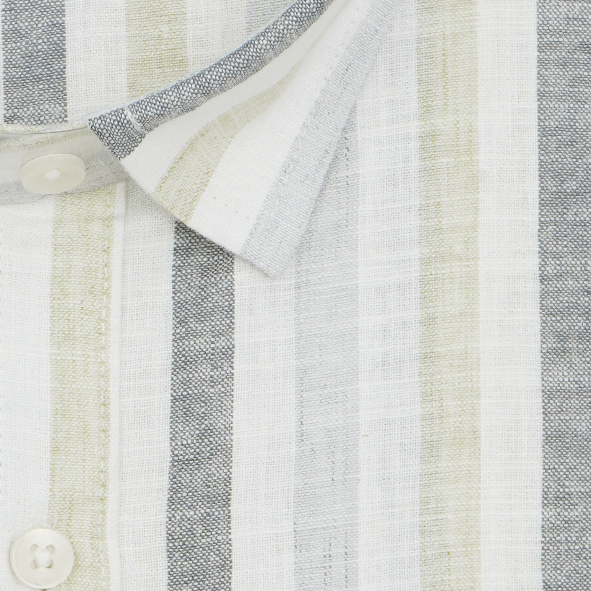 Men's Cotton Linen Striped Half Sleeves Shirt (Grey)