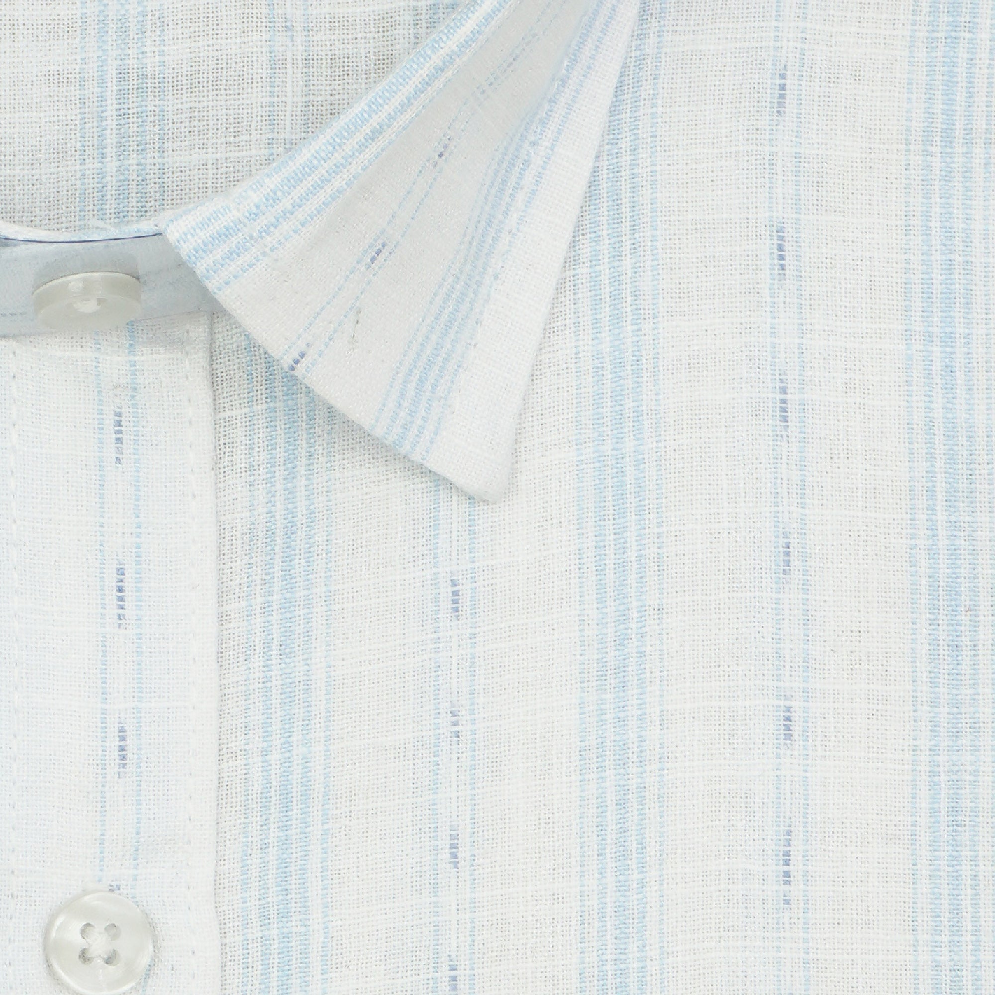 Men's Cotton Linen Striped Half Sleeves Shirt (White)