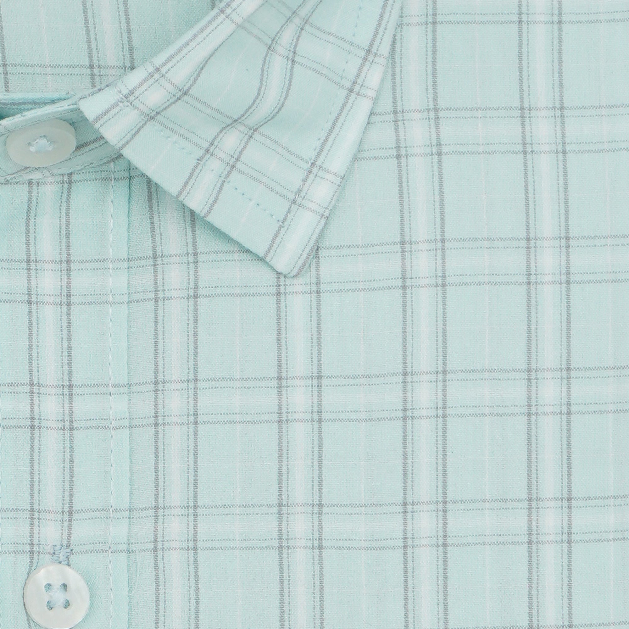Men's 100% Cotton Checkered Half Sleeves Shirt (Sea Green)
