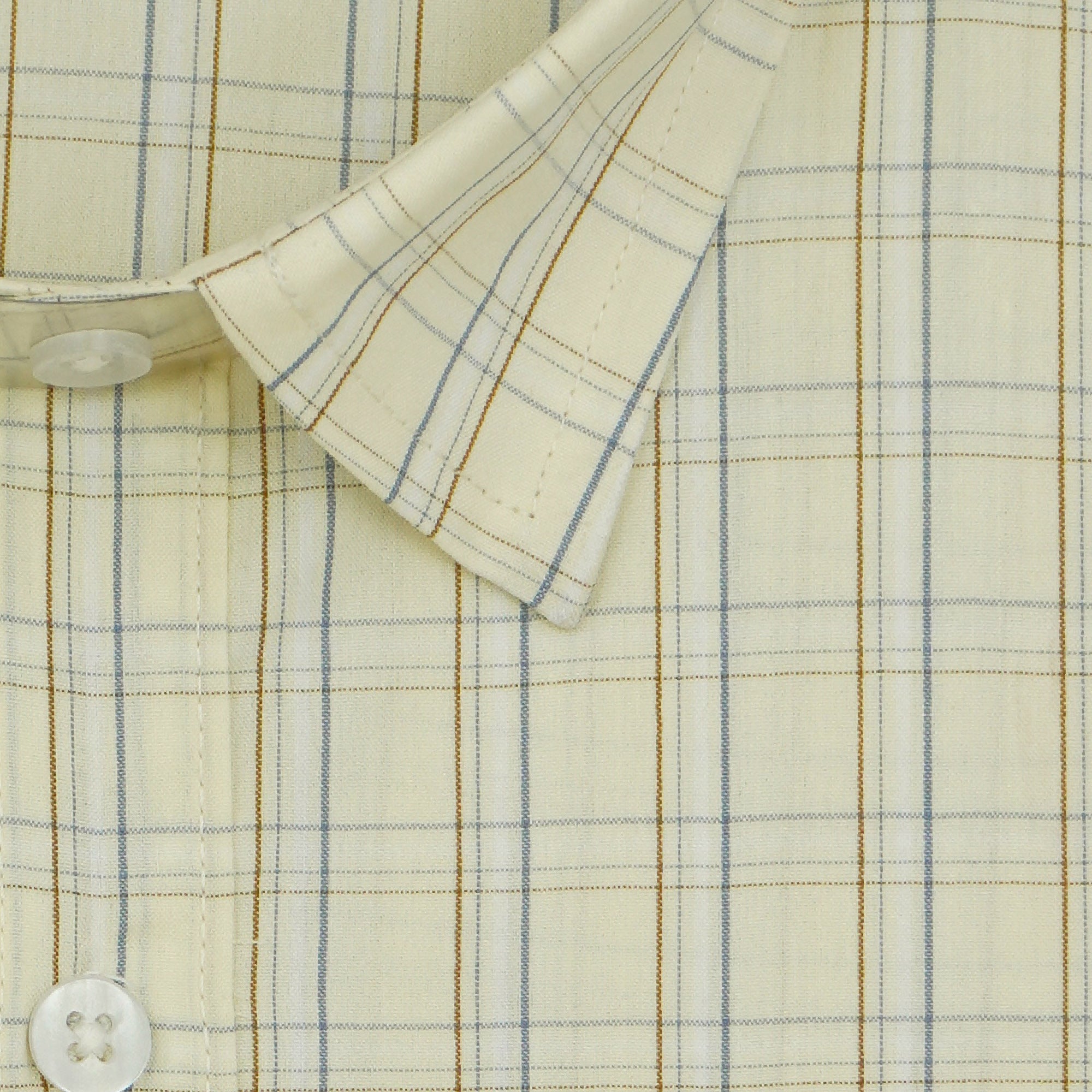 Men's 100% Cotton Checkered Half Sleeves Shirt (Yellow)