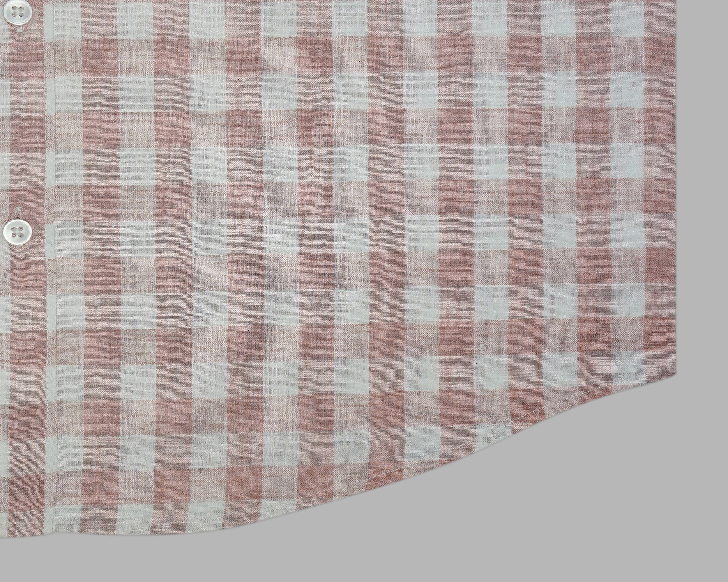 Men's Cotton Linen Checkered Half Sleeves Shirt (Brown)