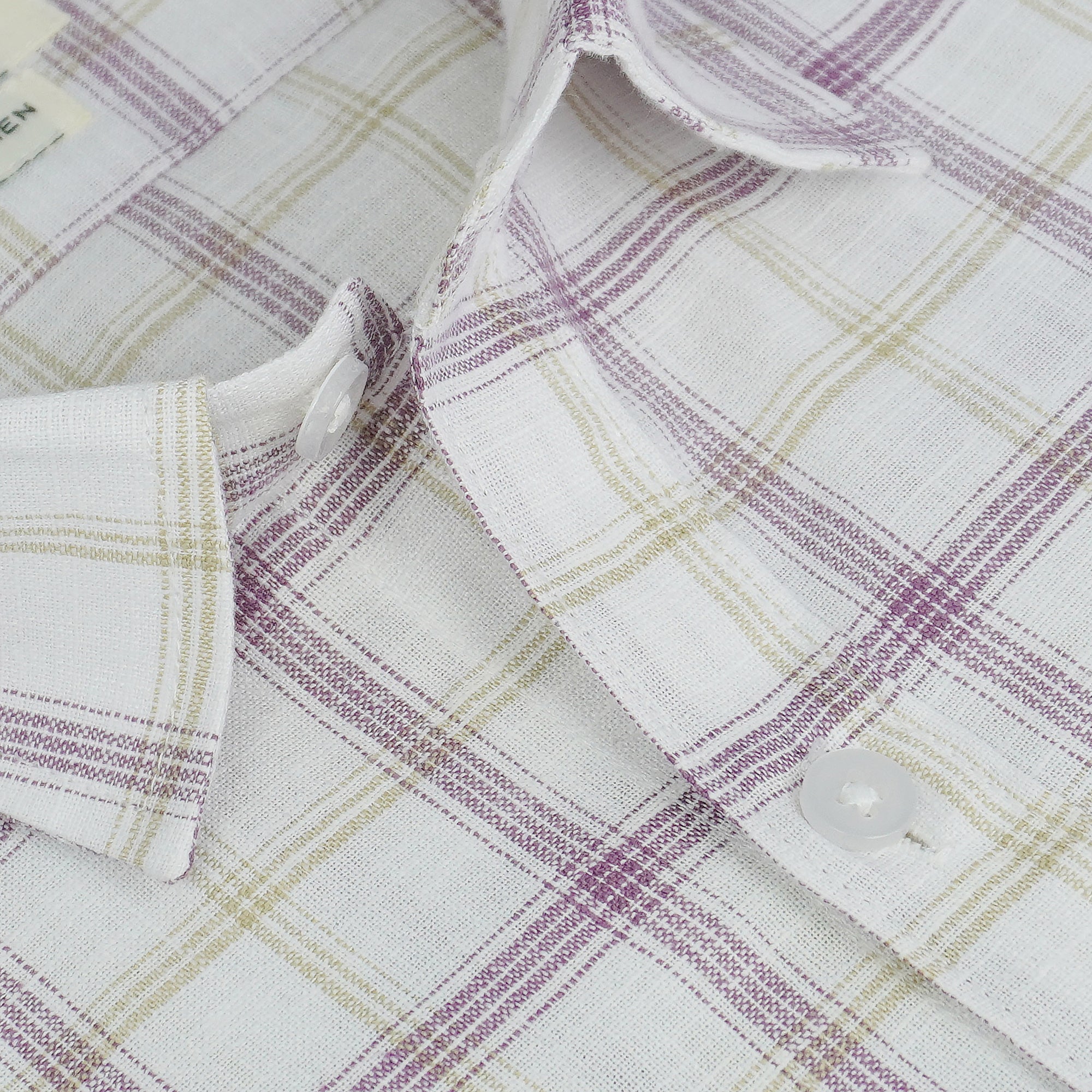 Men's Cotton Linen Checkered Half Sleeves Shirt (Wine)