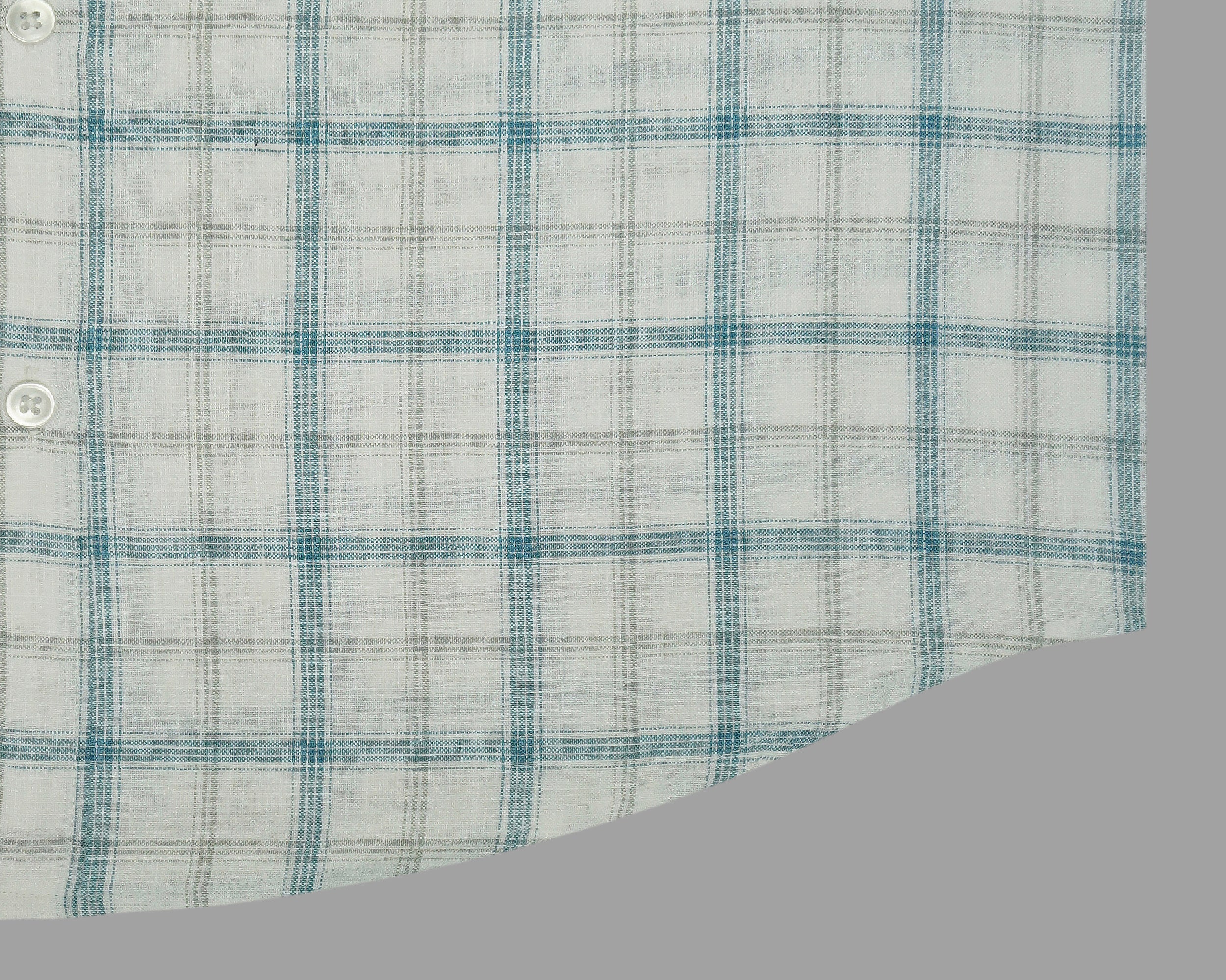 Men's Cotton Linen Checkered Half Sleeves Shirt (Blue)
