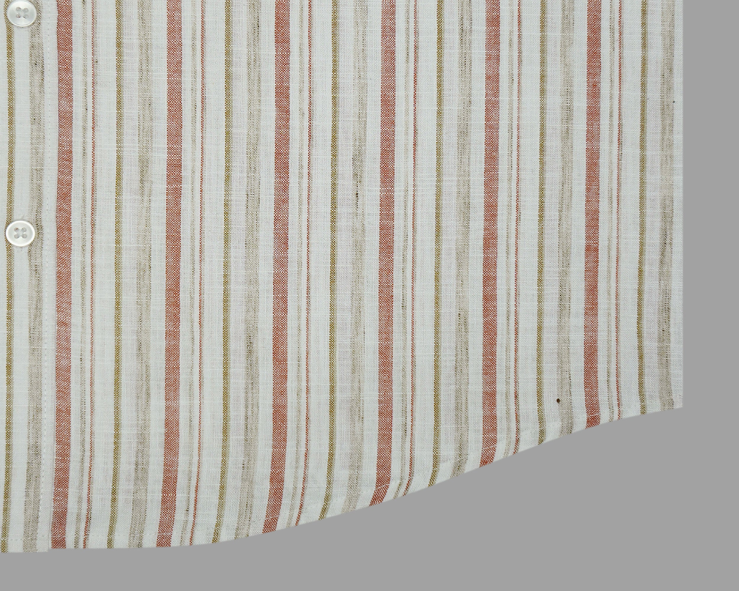 Men's Cotton Linen Striped Half Sleeves Shirt (Rust)