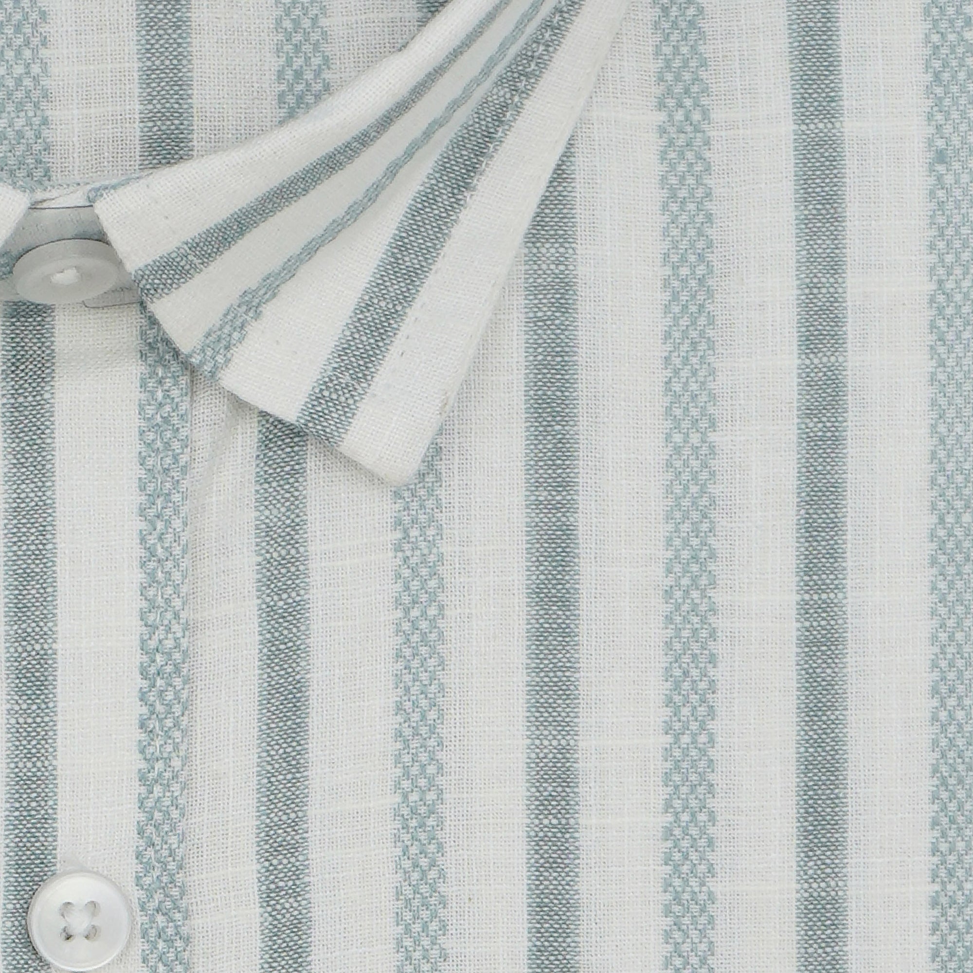 Men's Cotton Linen Striped Half Sleeves Shirt (Grey)