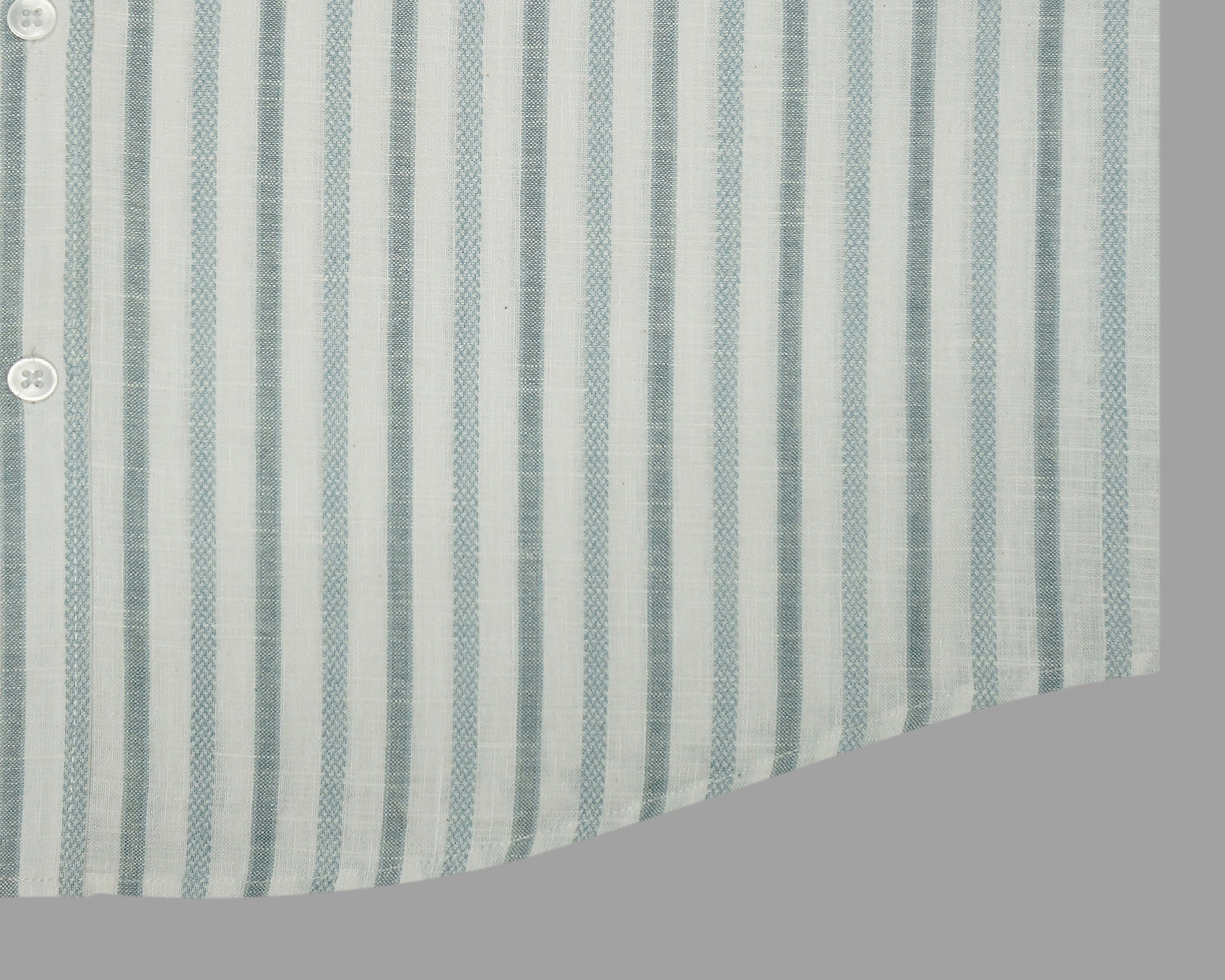 Men's Cotton Linen Striped Half Sleeves Shirt (Grey)