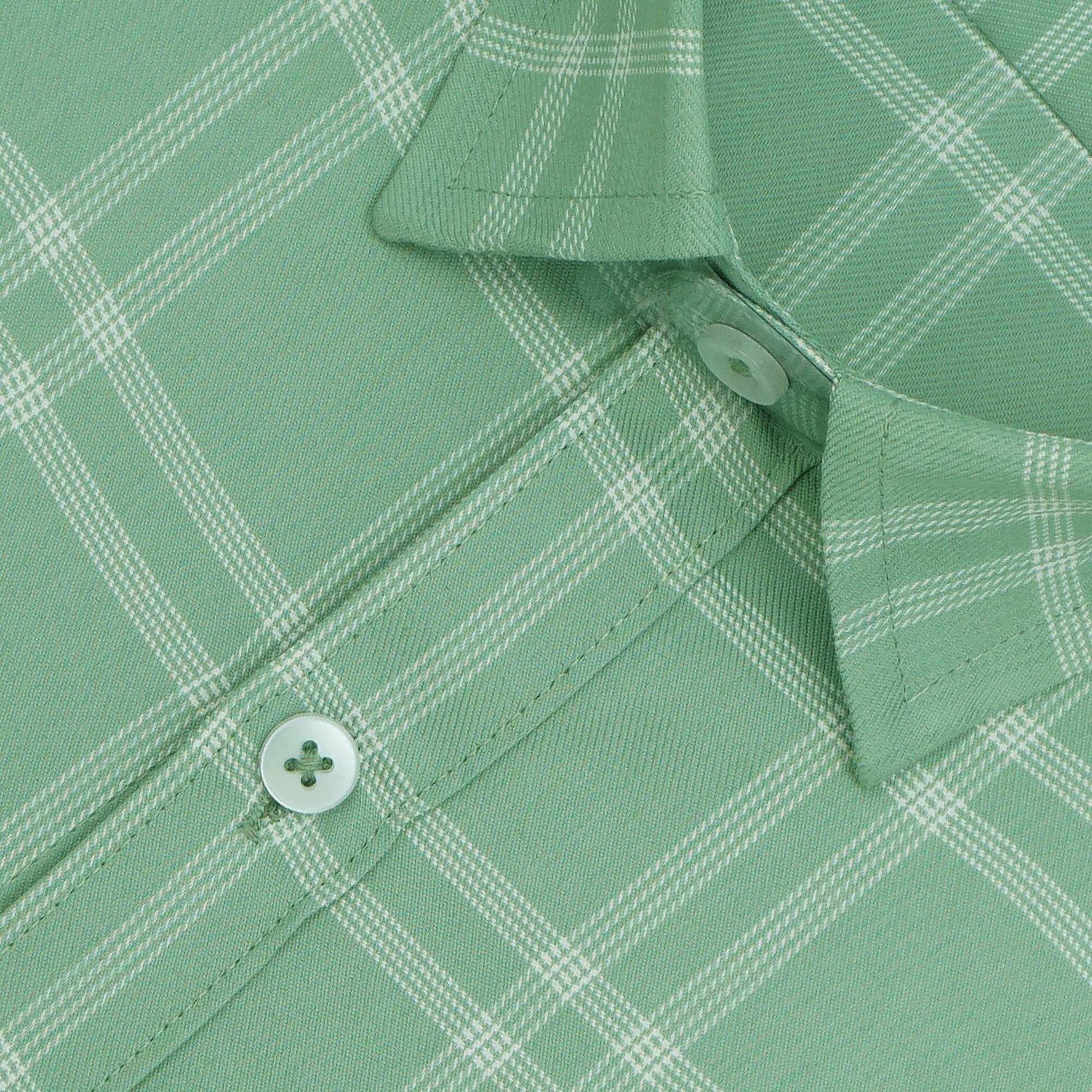 Men's 100% Cotton Checkered Half Sleeves Shirts (Green)