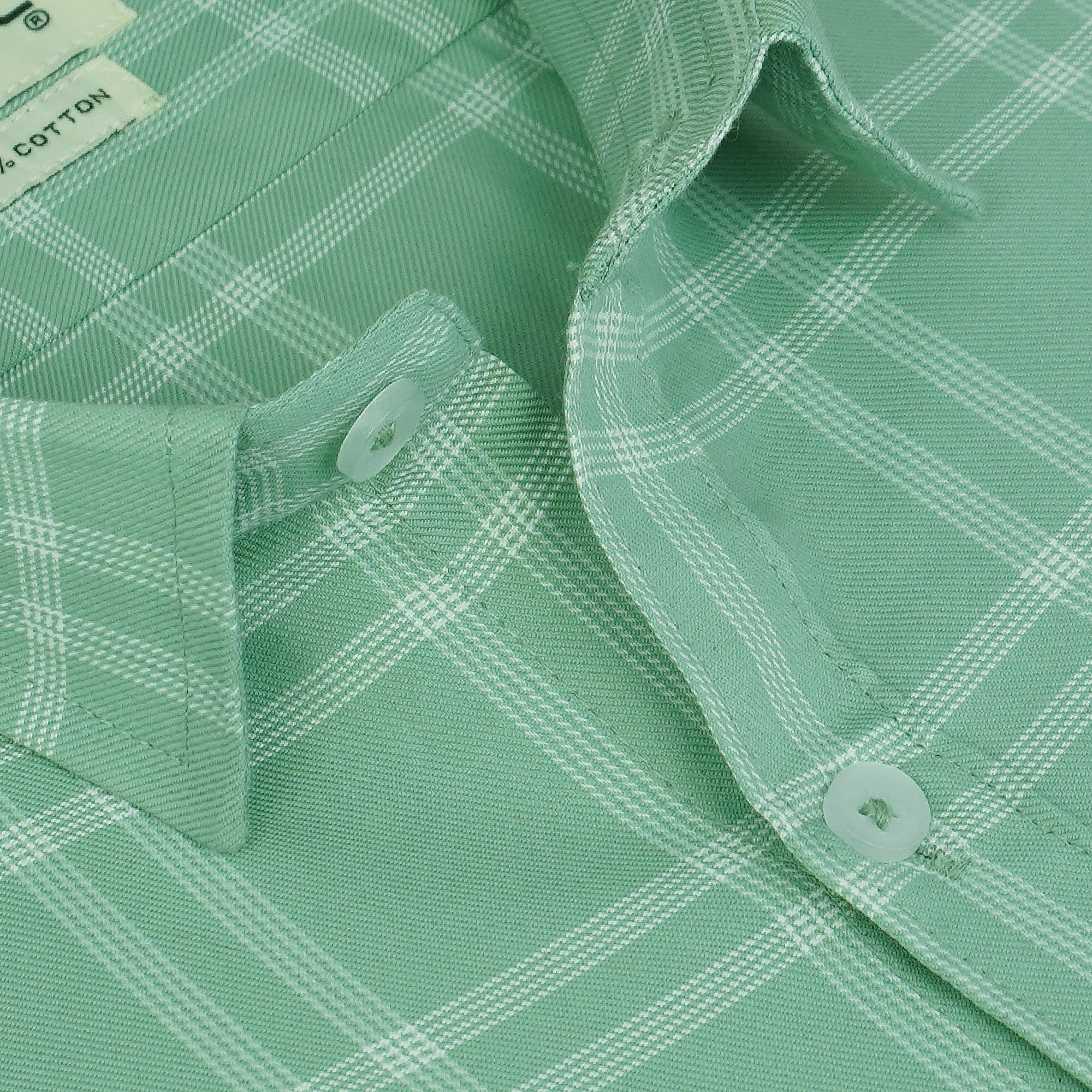Men's 100% Cotton Checkered Half Sleeves Shirts (Green)