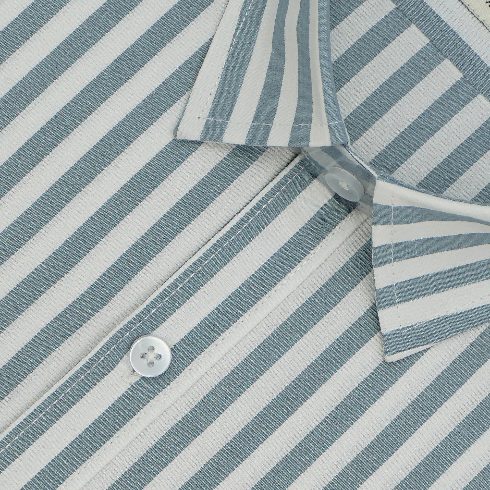 Men's 100% Cotton Striped Half Sleeves Shirts (Grey)
