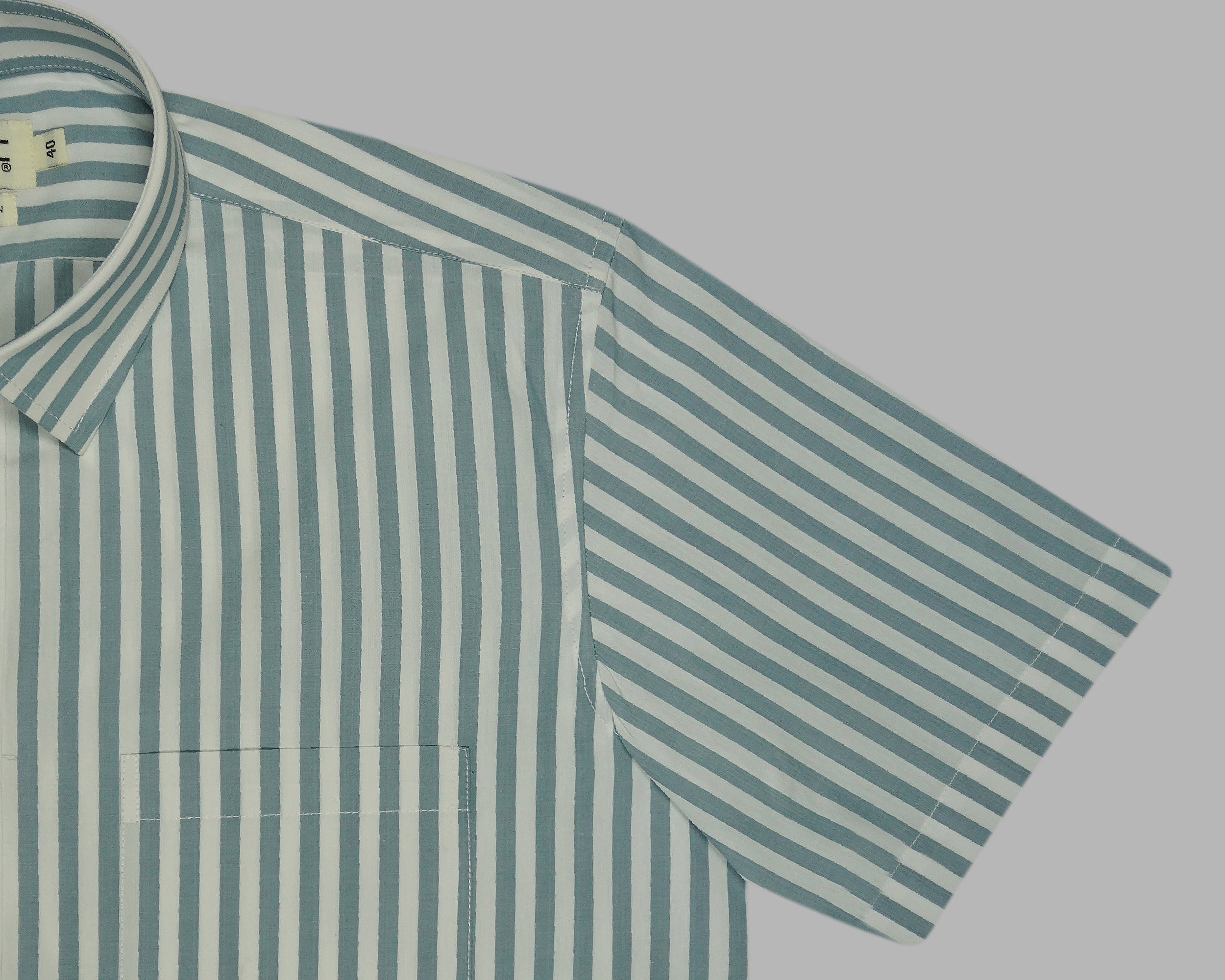 Men's 100% Cotton Striped Half Sleeves Shirts (Grey)