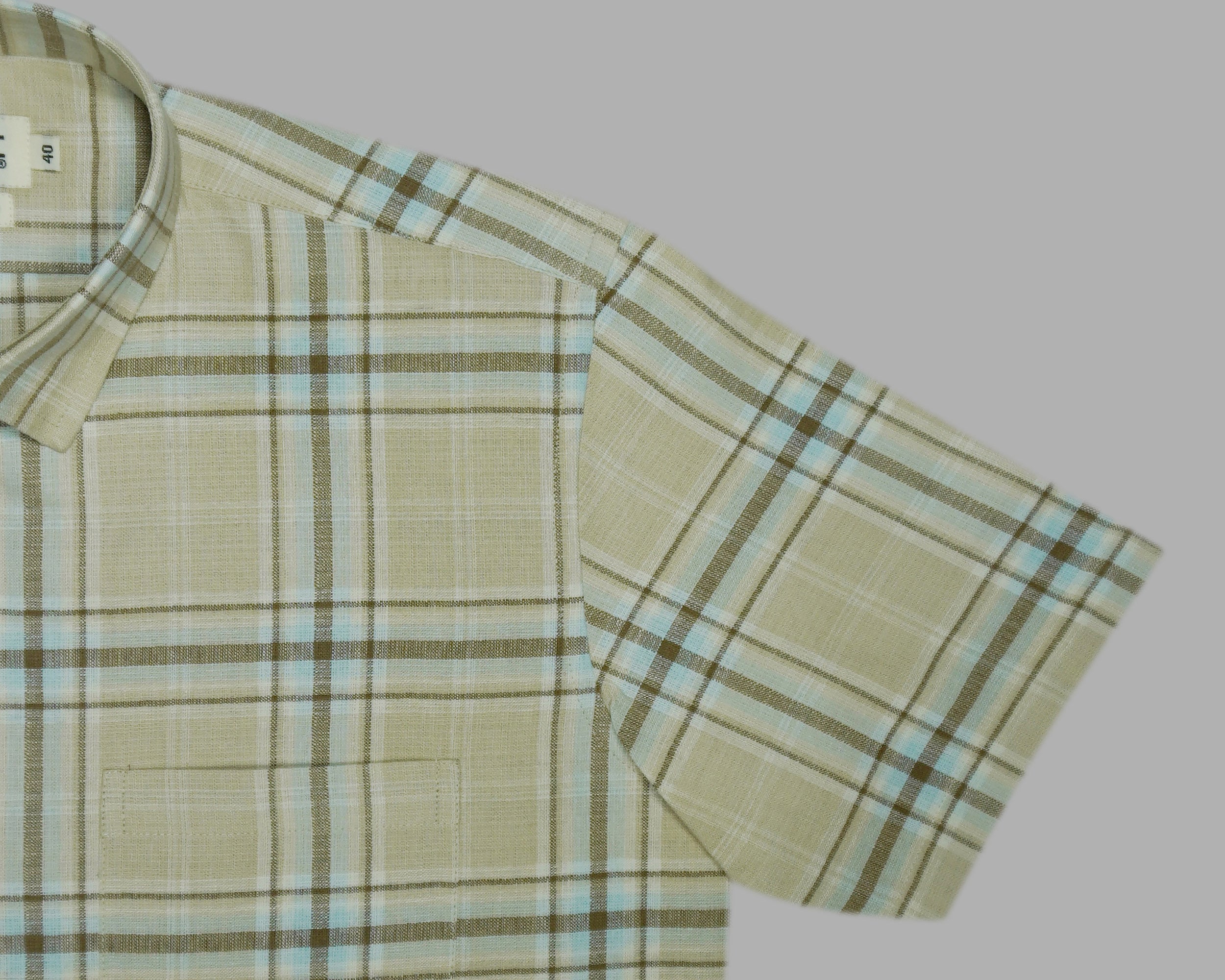 Men's 100% Cotton Checkered Half Sleeves Shirts (Brown)