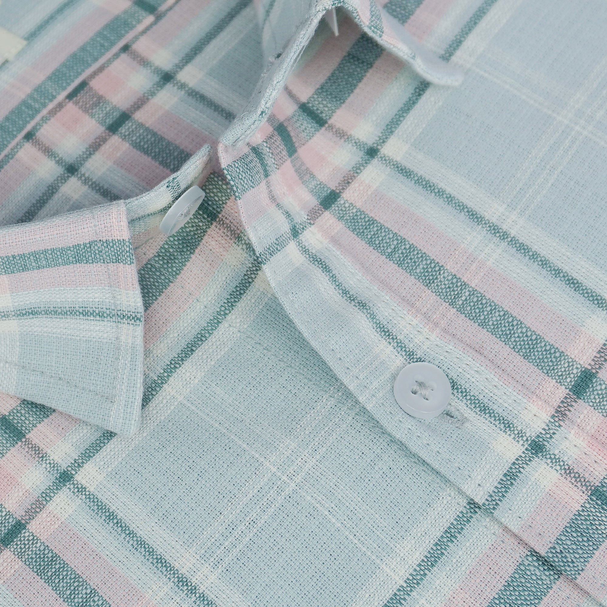 Men's 100% Cotton Checkered Half Sleeves Shirts (Blue)