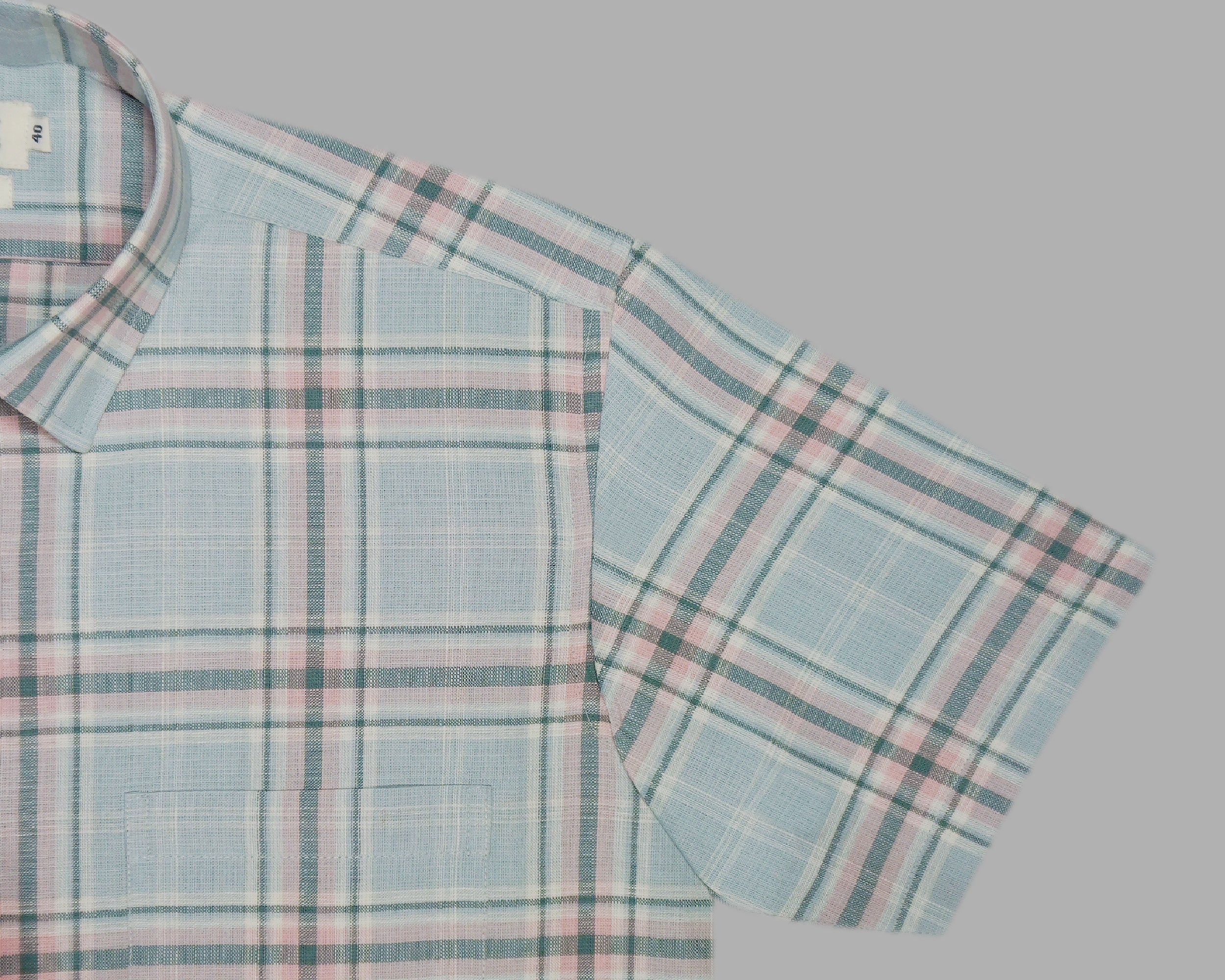Men's 100% Cotton Checkered Half Sleeves Shirts (Blue)