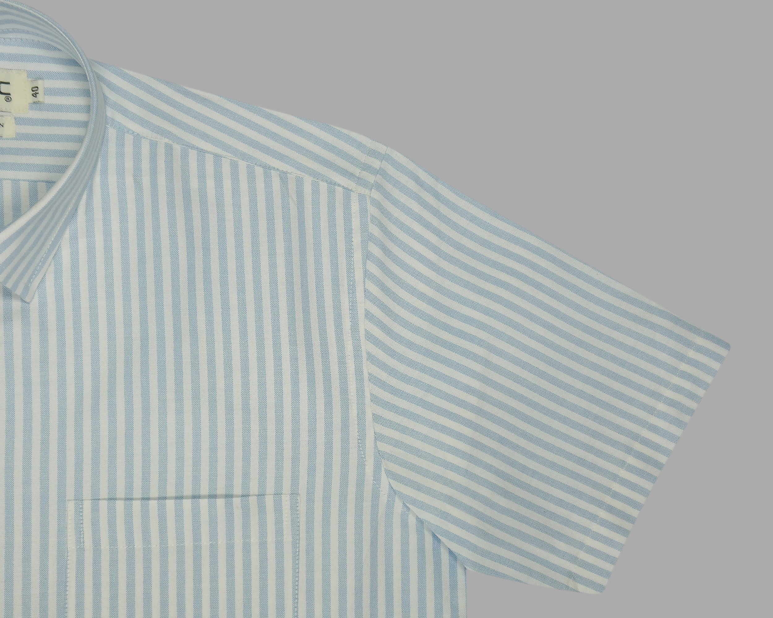 Men's 100% Cotton Striped Half Sleeves Shirts (Sky Blue)