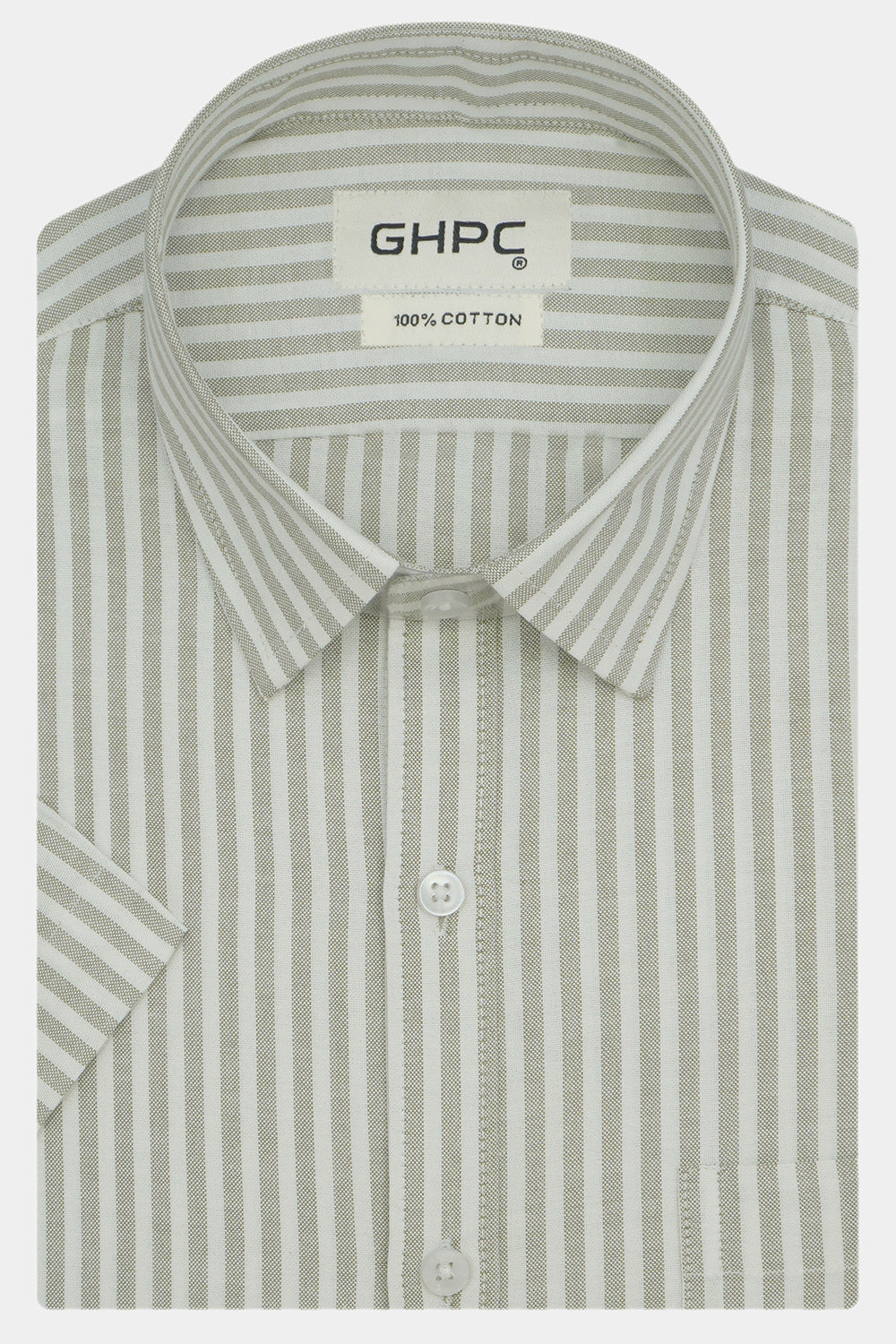 Men's 100% Cotton Striped Half Sleeves Shirts (Beige)