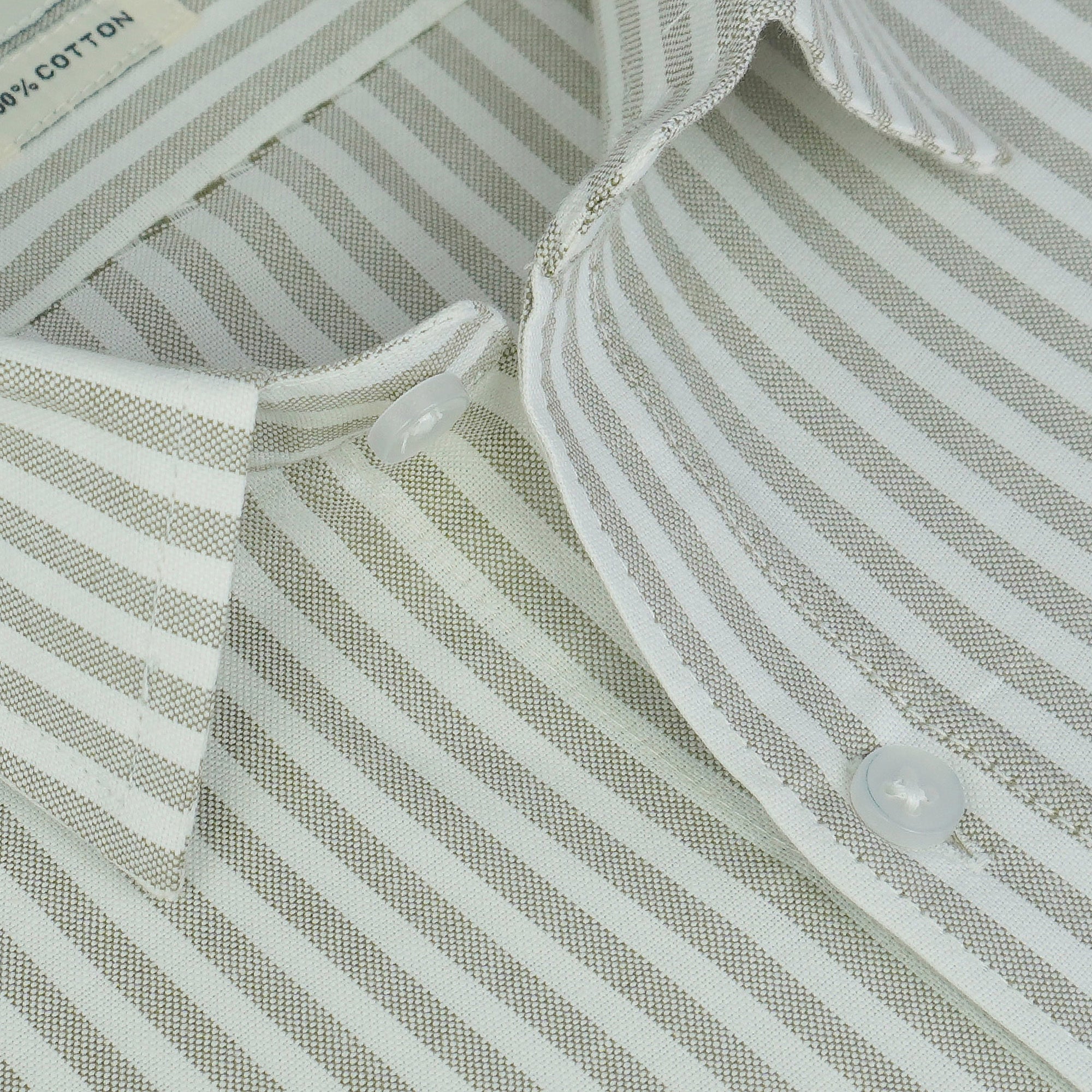 Men's 100% Cotton Striped Half Sleeves Shirts (Beige)