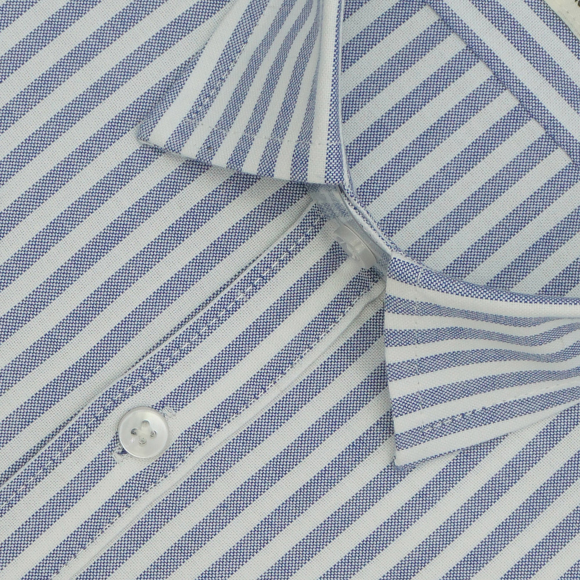 Men's 100% Cotton Striped Half Sleeves Shirts (Blue)