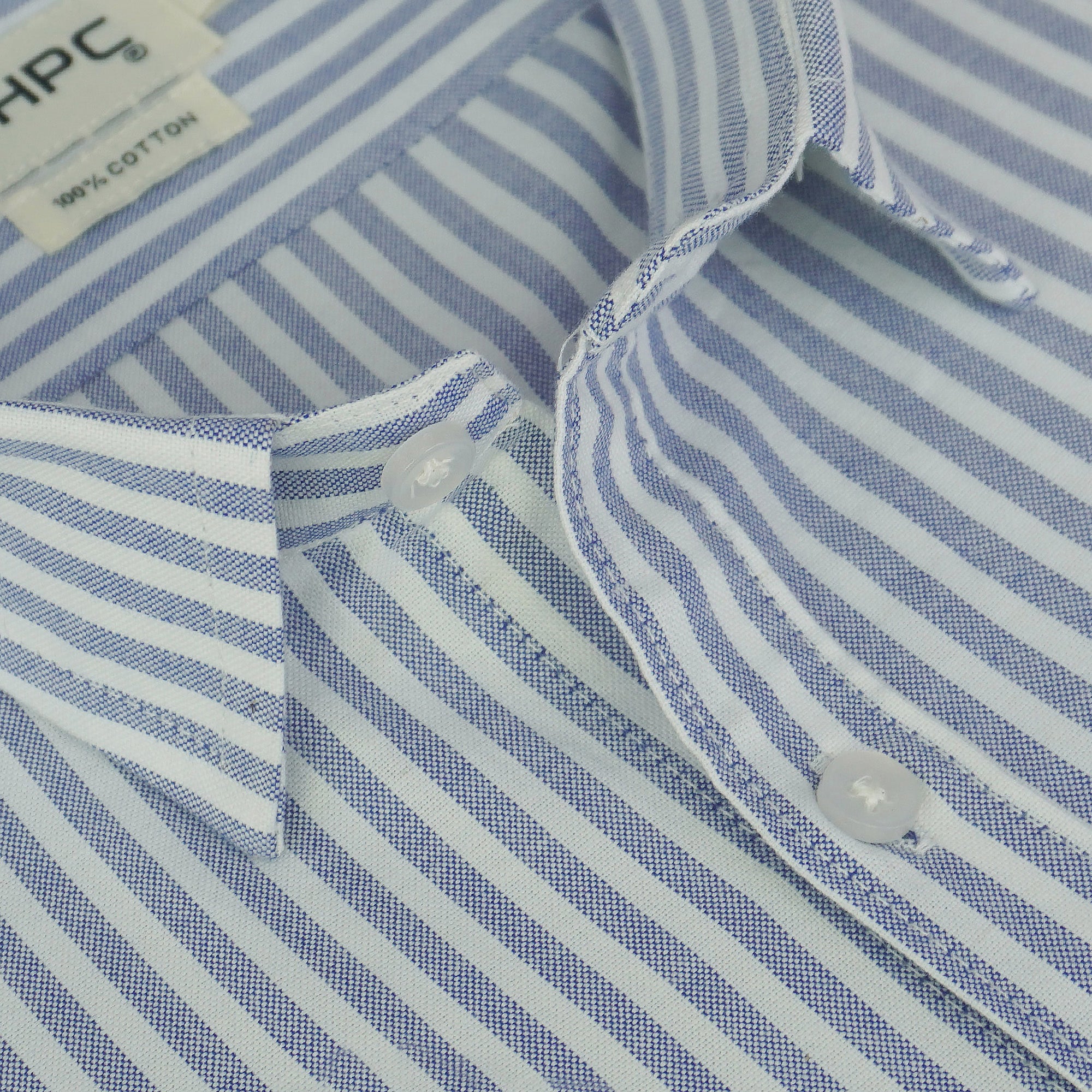 Men's 100% Cotton Striped Half Sleeves Shirts (Blue)