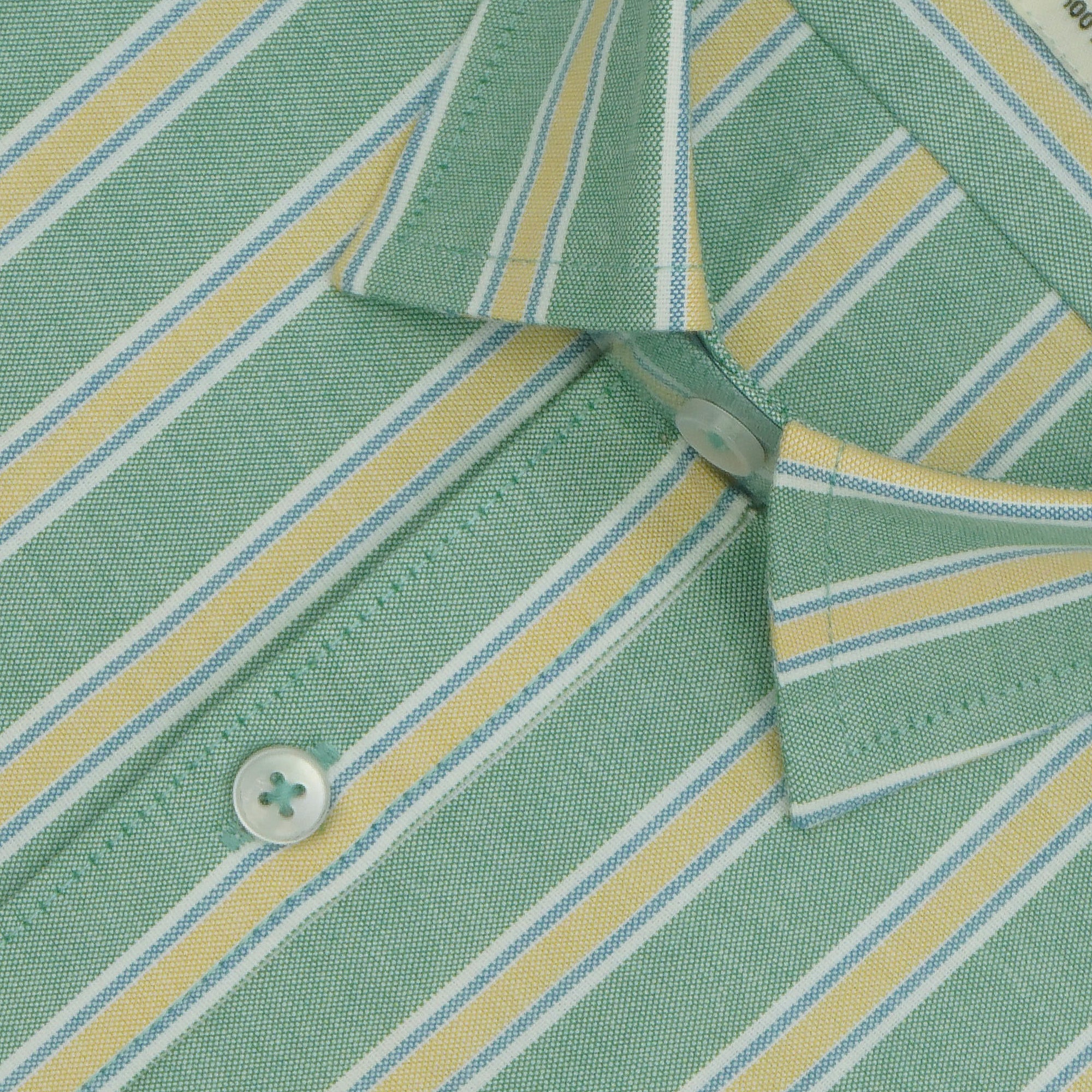 Men's 100% Cotton Striped Half Sleeves Shirts (Green)