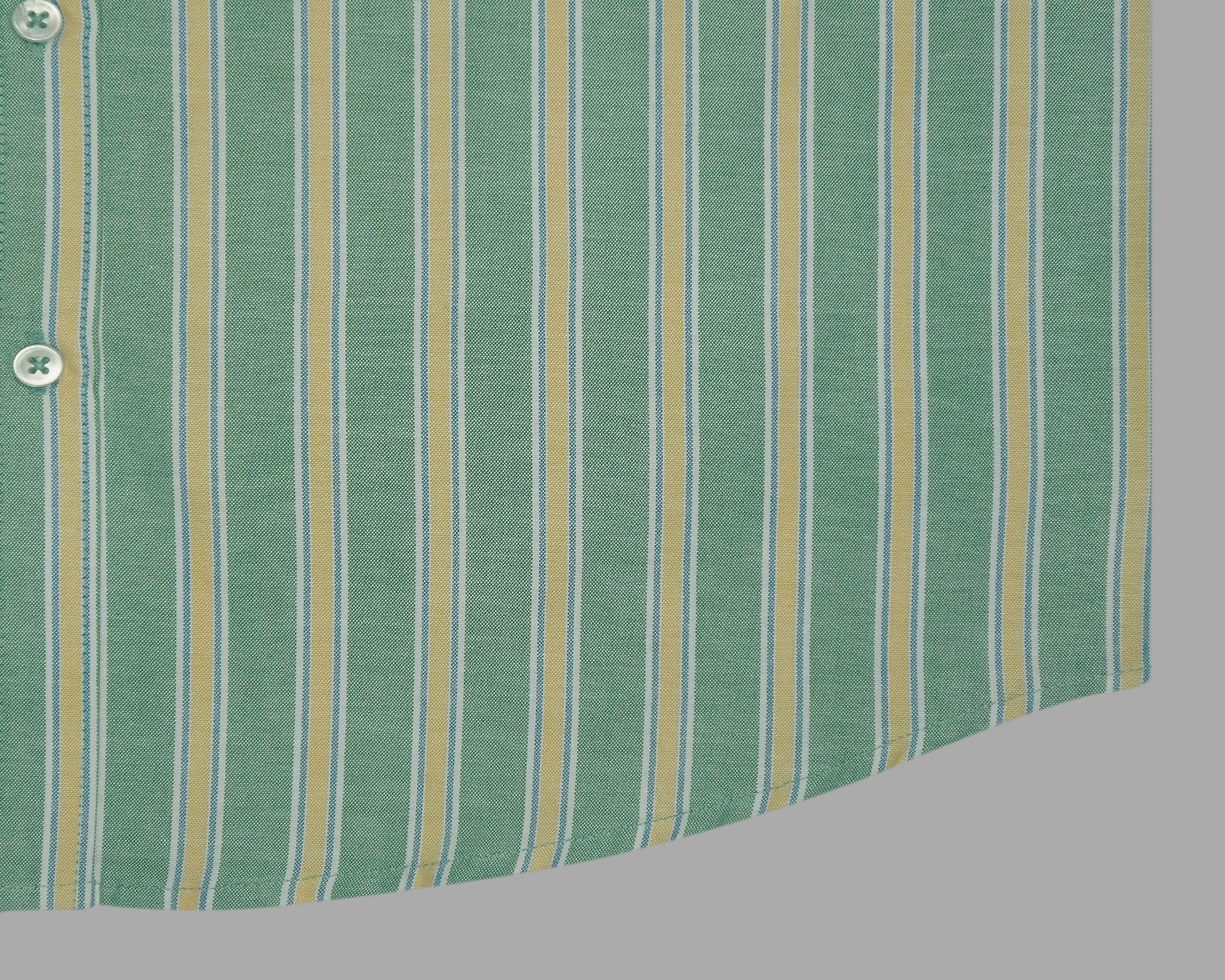 Men's 100% Cotton Striped Half Sleeves Shirts (Green)