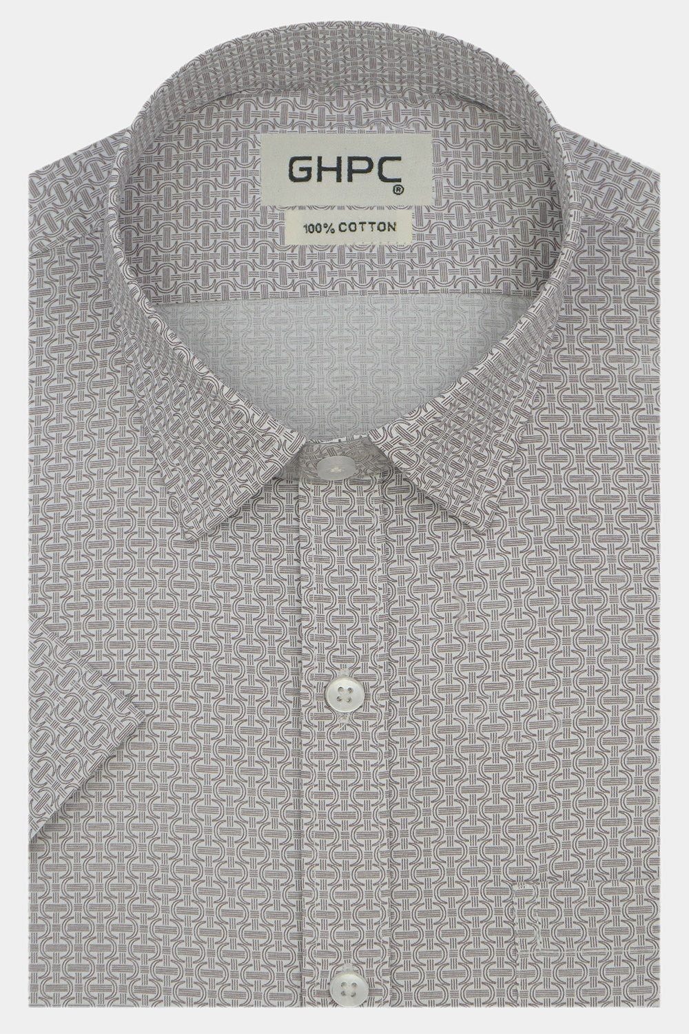 Men's 100% Cotton Printed Half Sleeves Shirts (Brown)