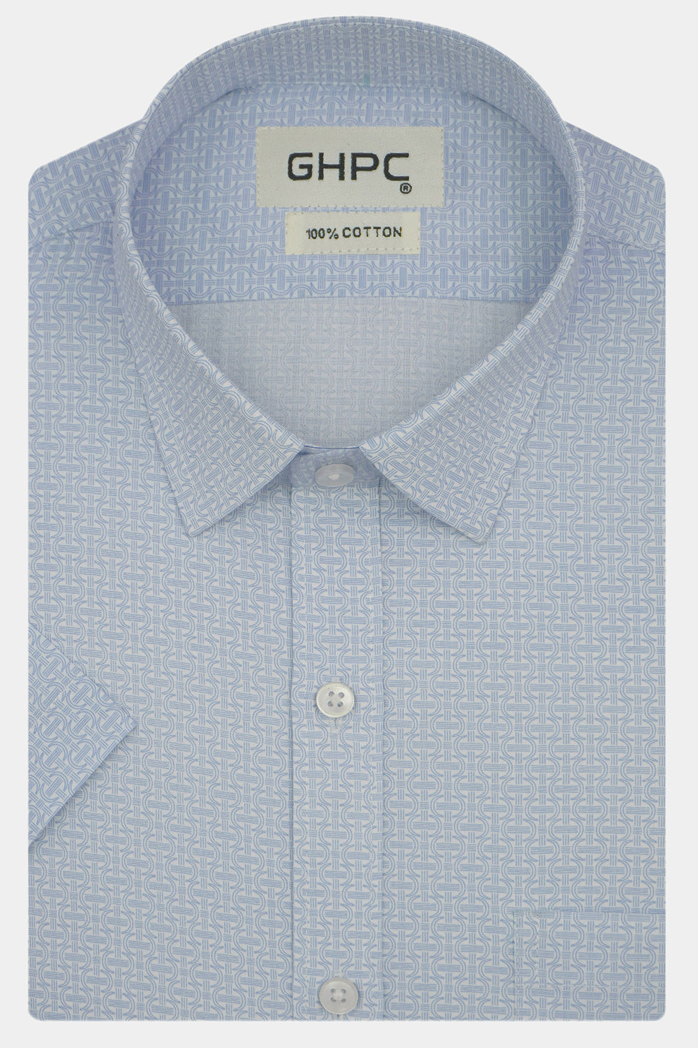 Men's 100% Cotton Printed Half Sleeves Shirts (Blue)