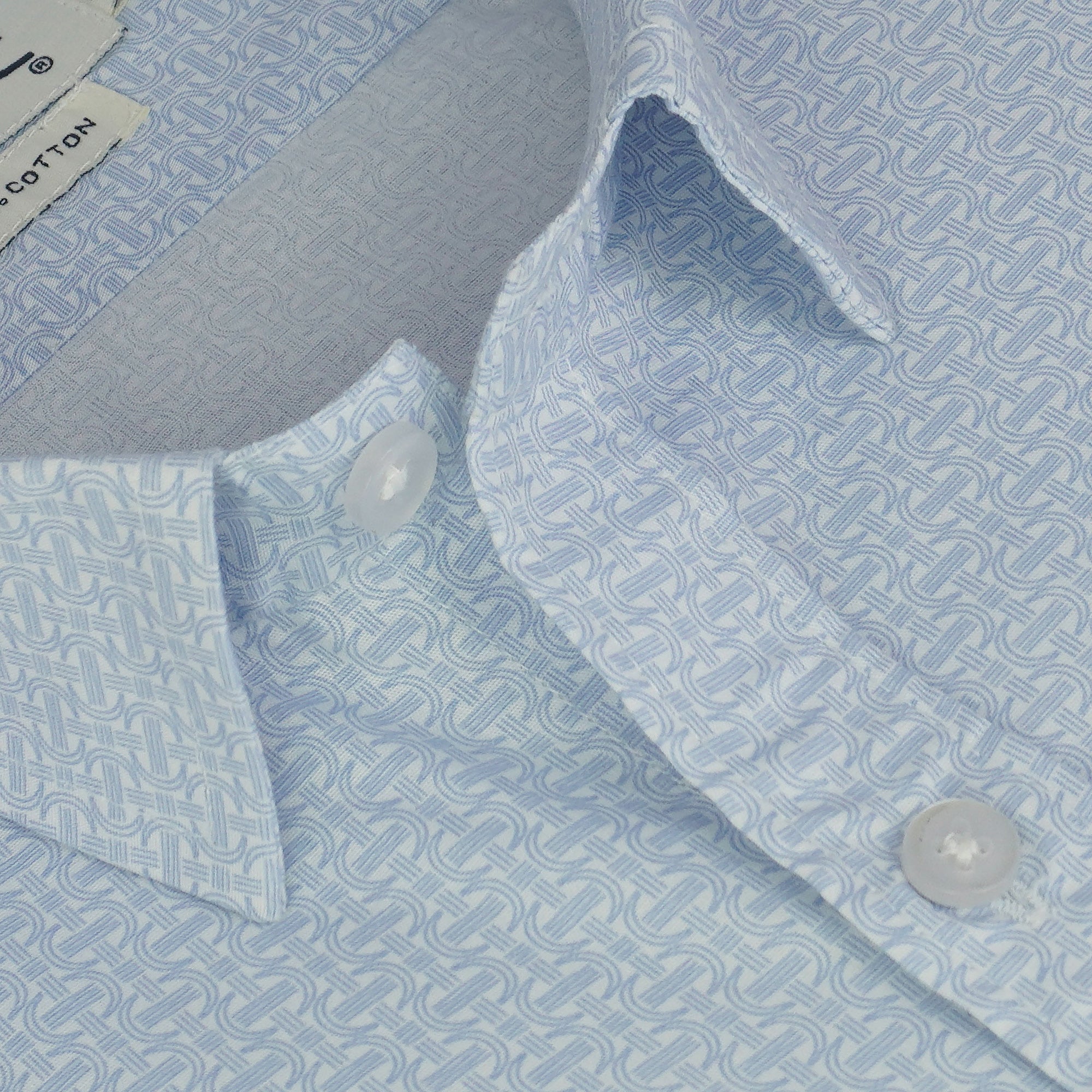 Men's 100% Cotton Printed Half Sleeves Shirts (Blue)