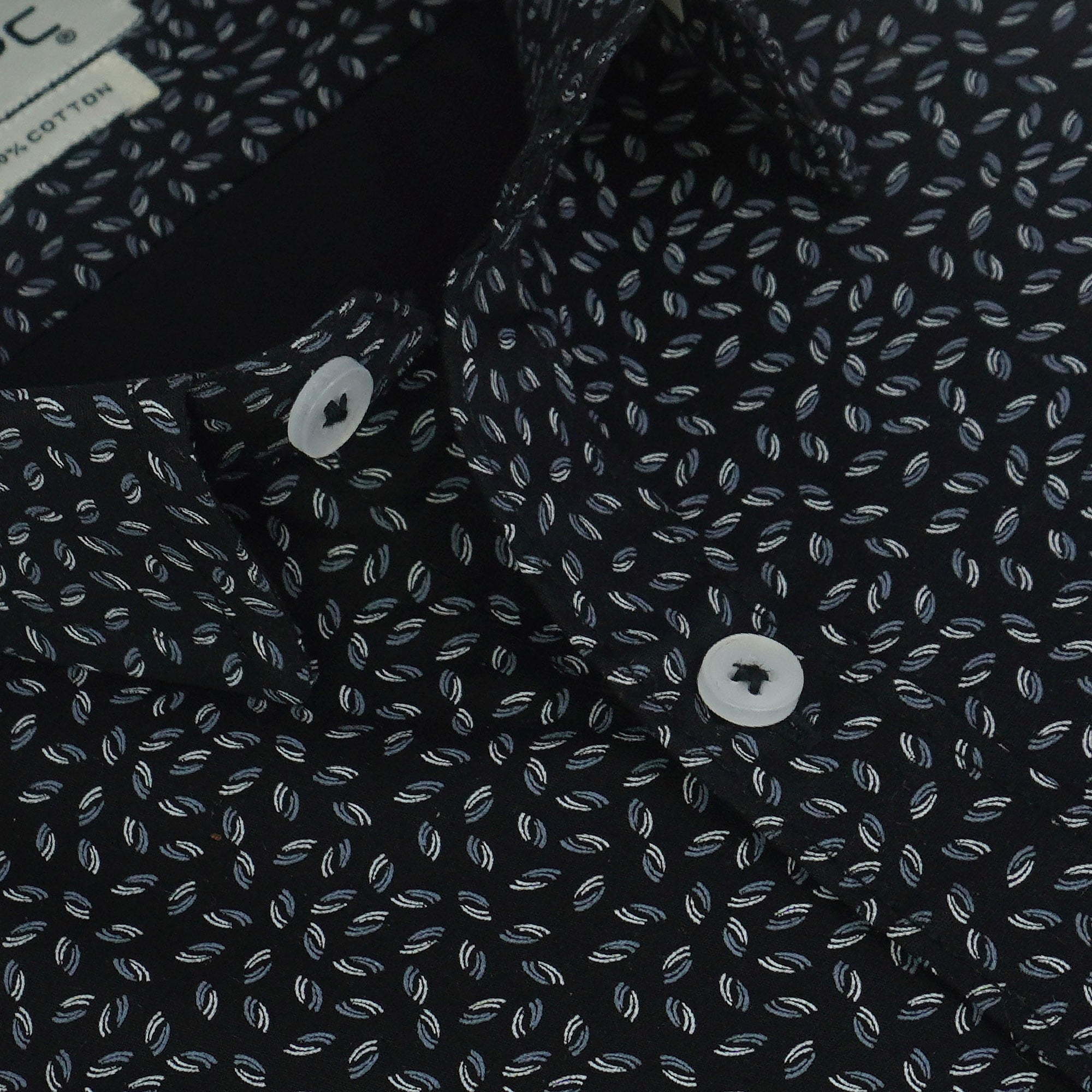 Men's 100% Cotton Printed Half Sleeves Shirts (Black)