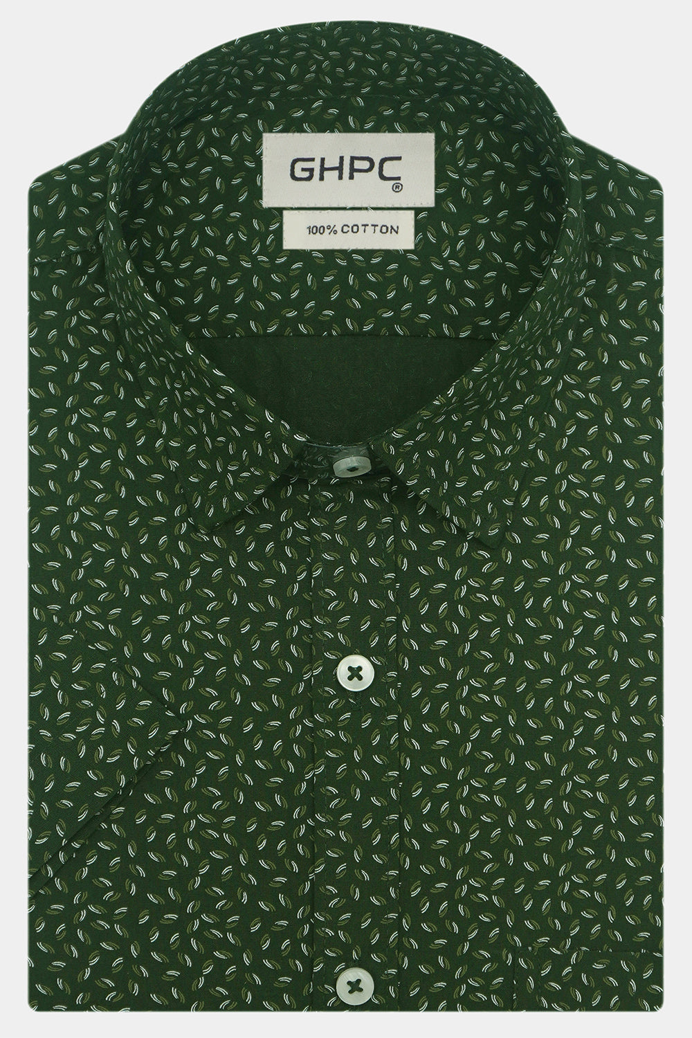 Men's 100% Cotton Printed Half Sleeves Shirts (Green)