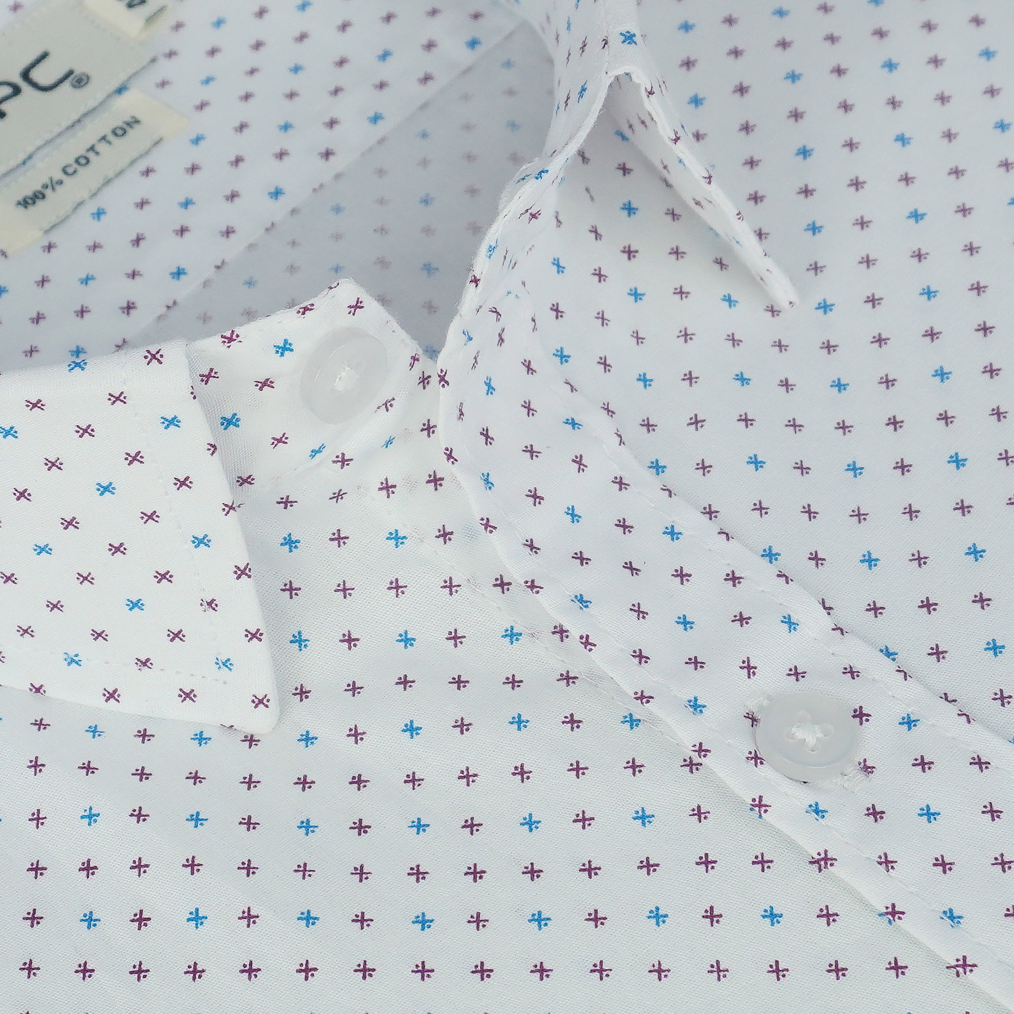 Men's 100% Cotton Printed Half Sleeves Shirts (Blue)