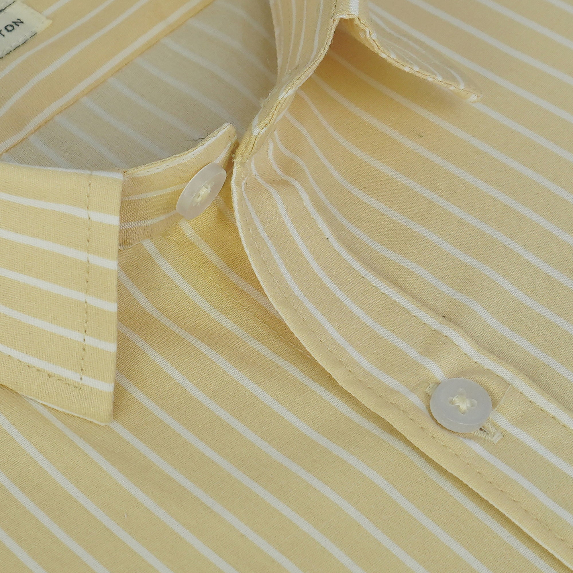 Men's 100% Cotton Striped Half Sleeves Shirts (Yellow)