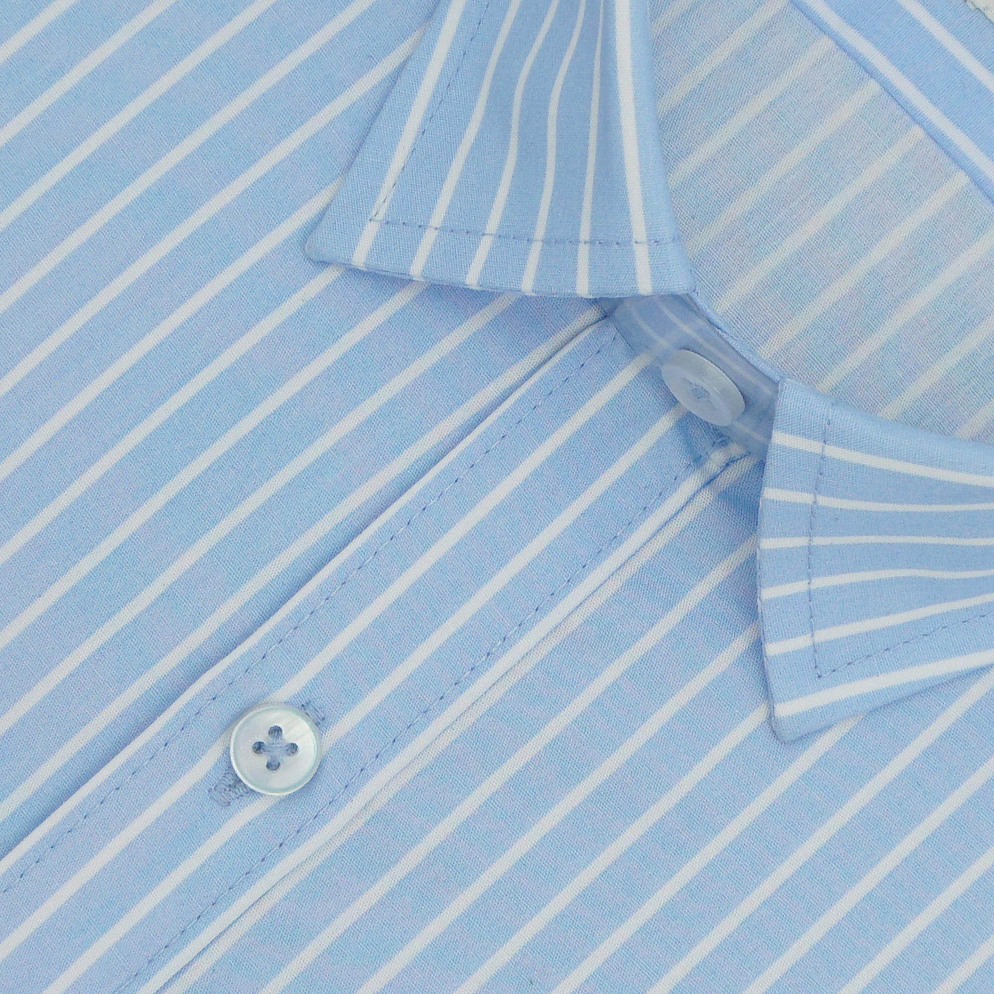 Men's 100% Cotton Striped Half Sleeves Shirts (Blue)