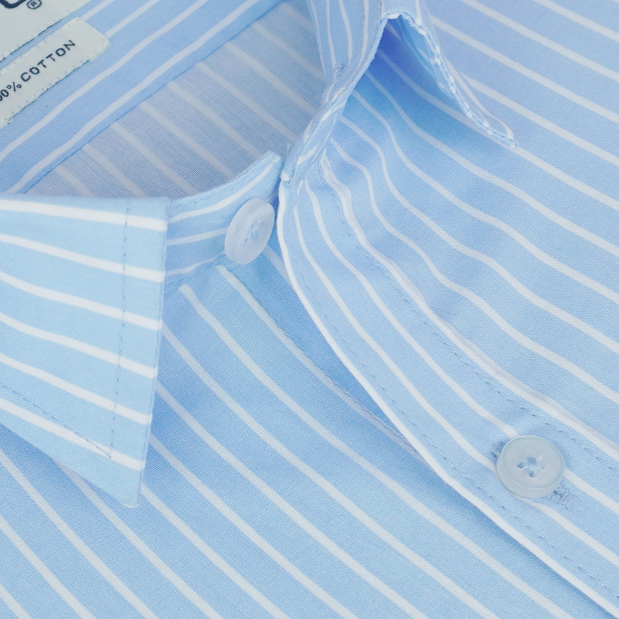 Men's 100% Cotton Striped Half Sleeves Shirts (Blue)