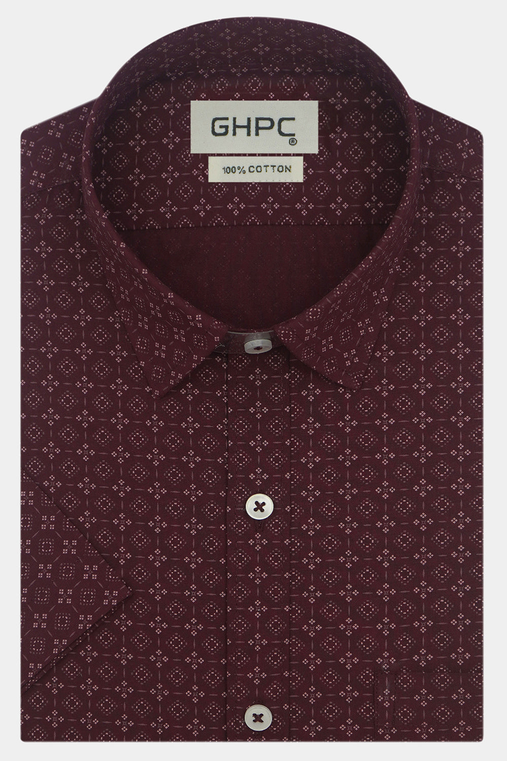 Men's 100% Cotton Printed Half Sleeves Shirts (Maroon)