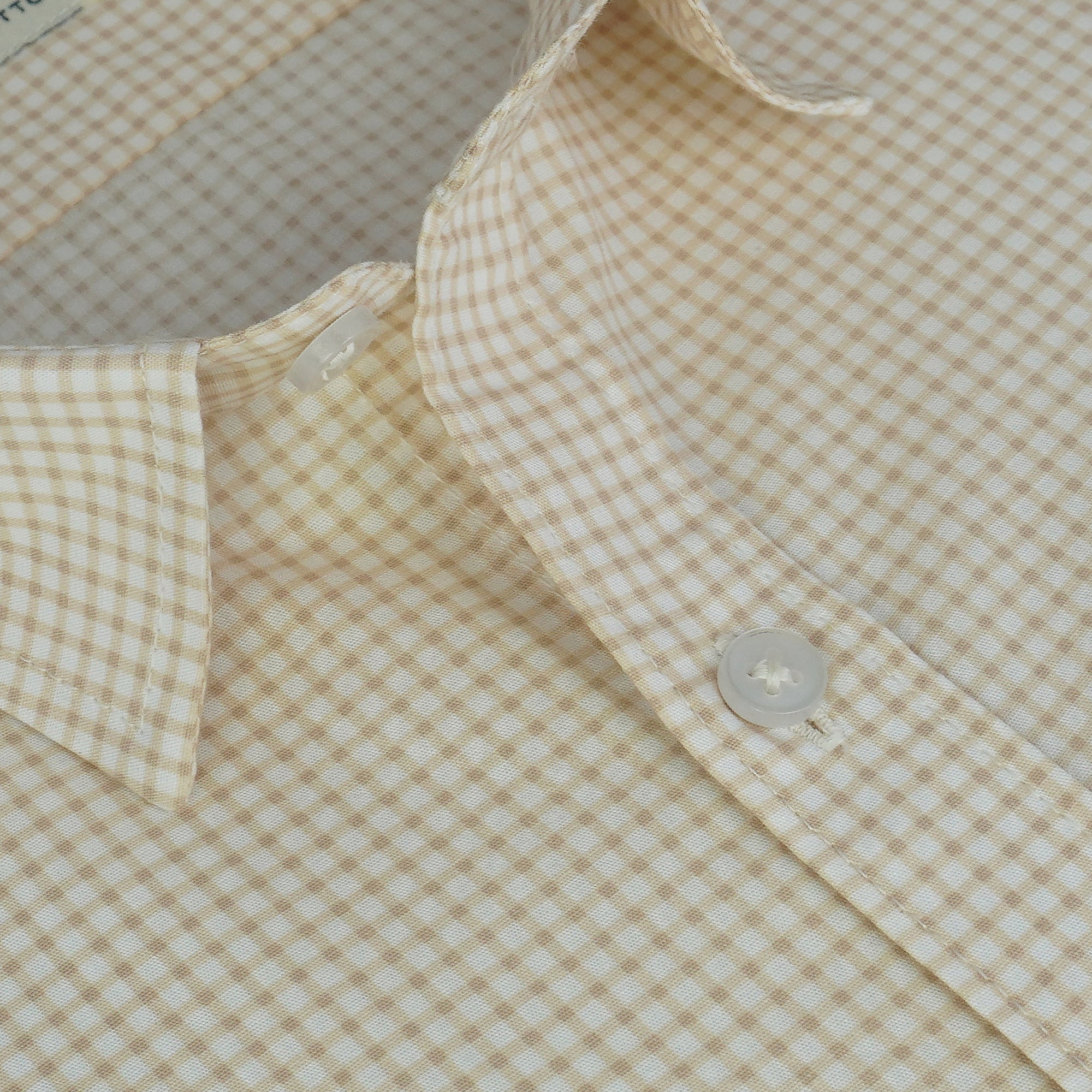 Men's 100% Cotton Checkered Half Sleeves Shirts (Khaki)