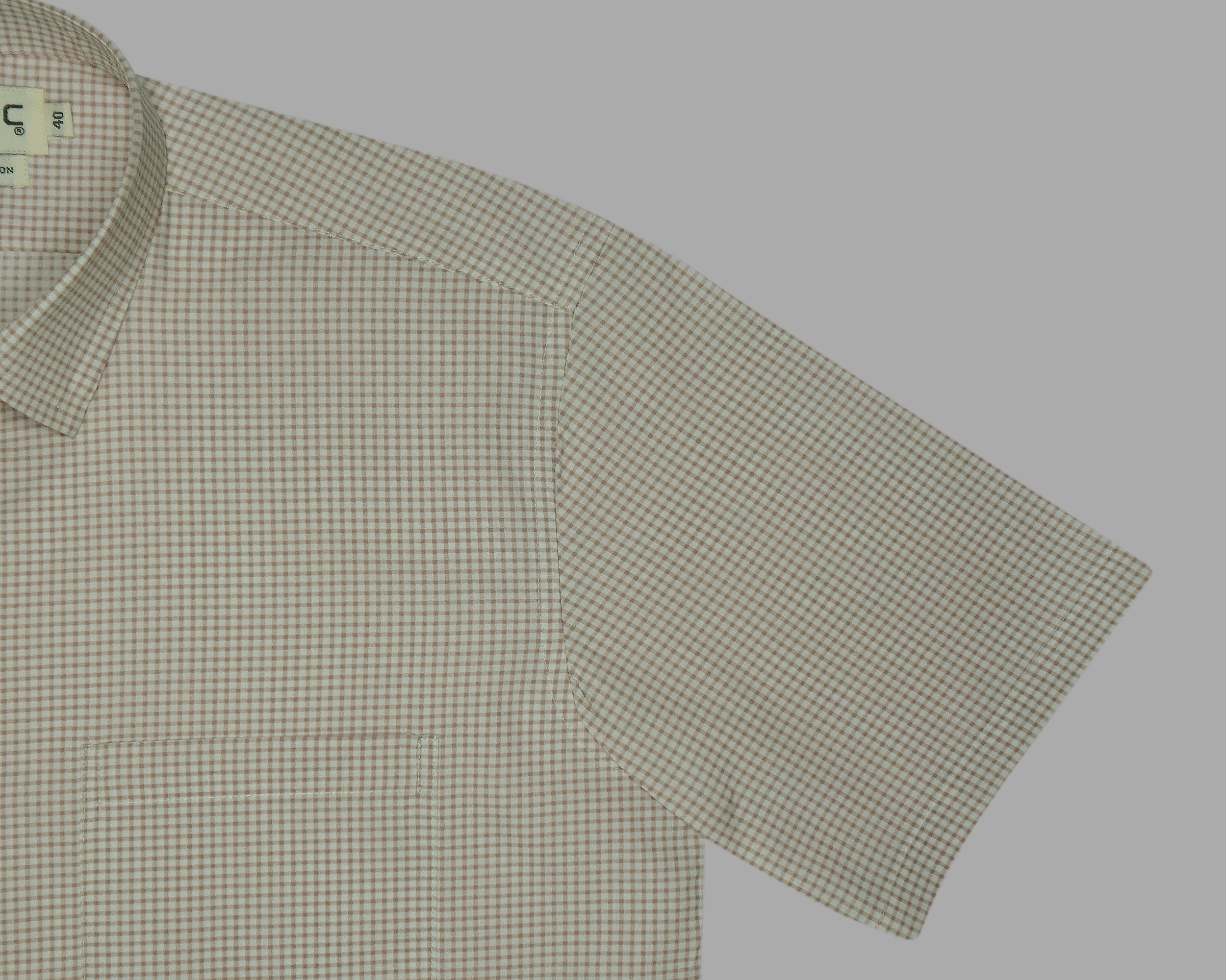Men's 100% Cotton Checkered Half Sleeves Shirts (Brown)