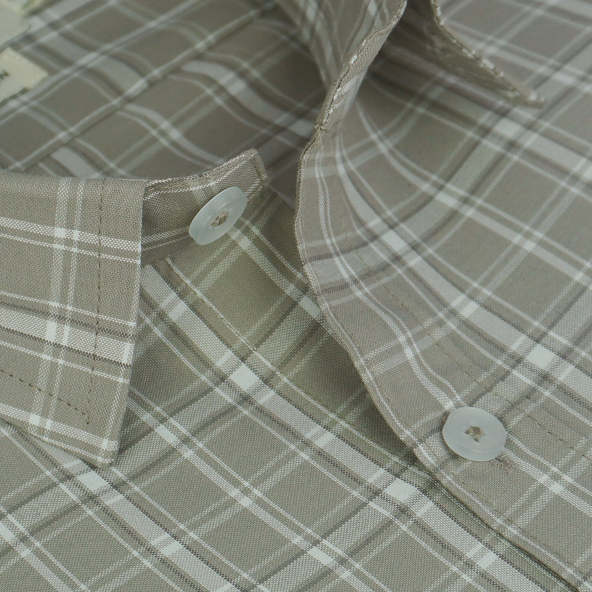 Men's 100% Cotton Checkered Half Sleeves Shirts (Grey)