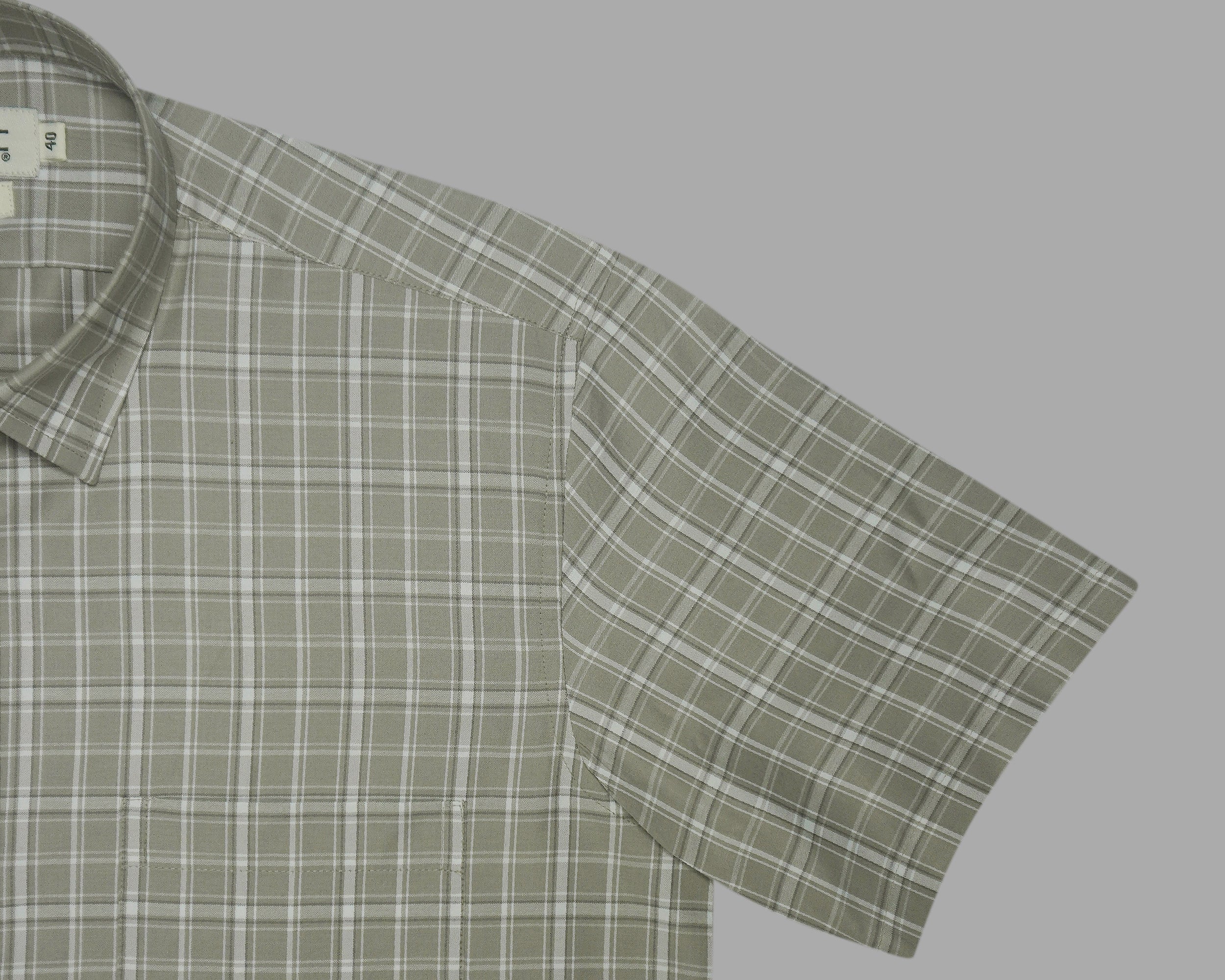 Men's 100% Cotton Checkered Half Sleeves Shirts (Grey)
