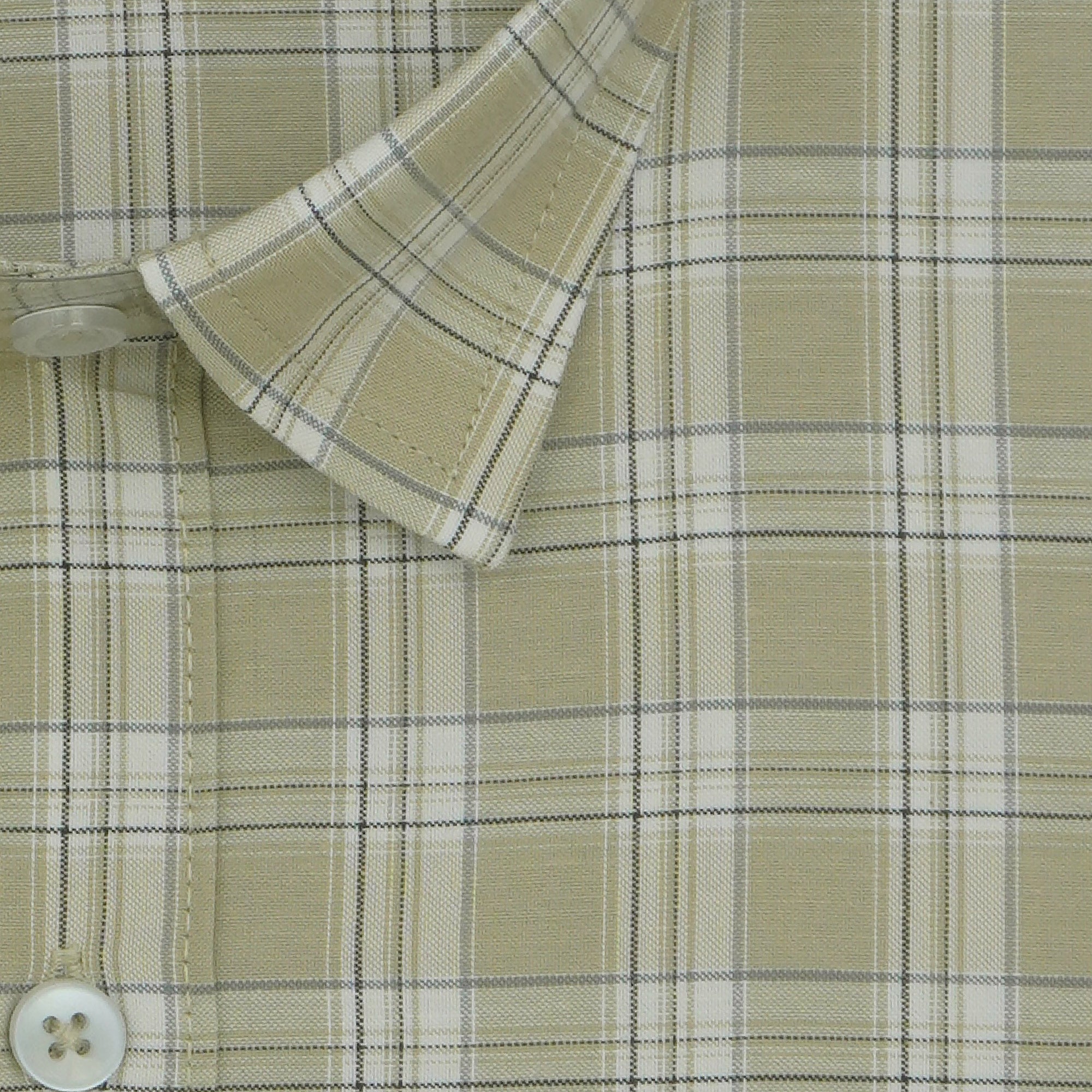 Men's 100% Cotton Checkered Half Sleeves Shirts (Khaki)