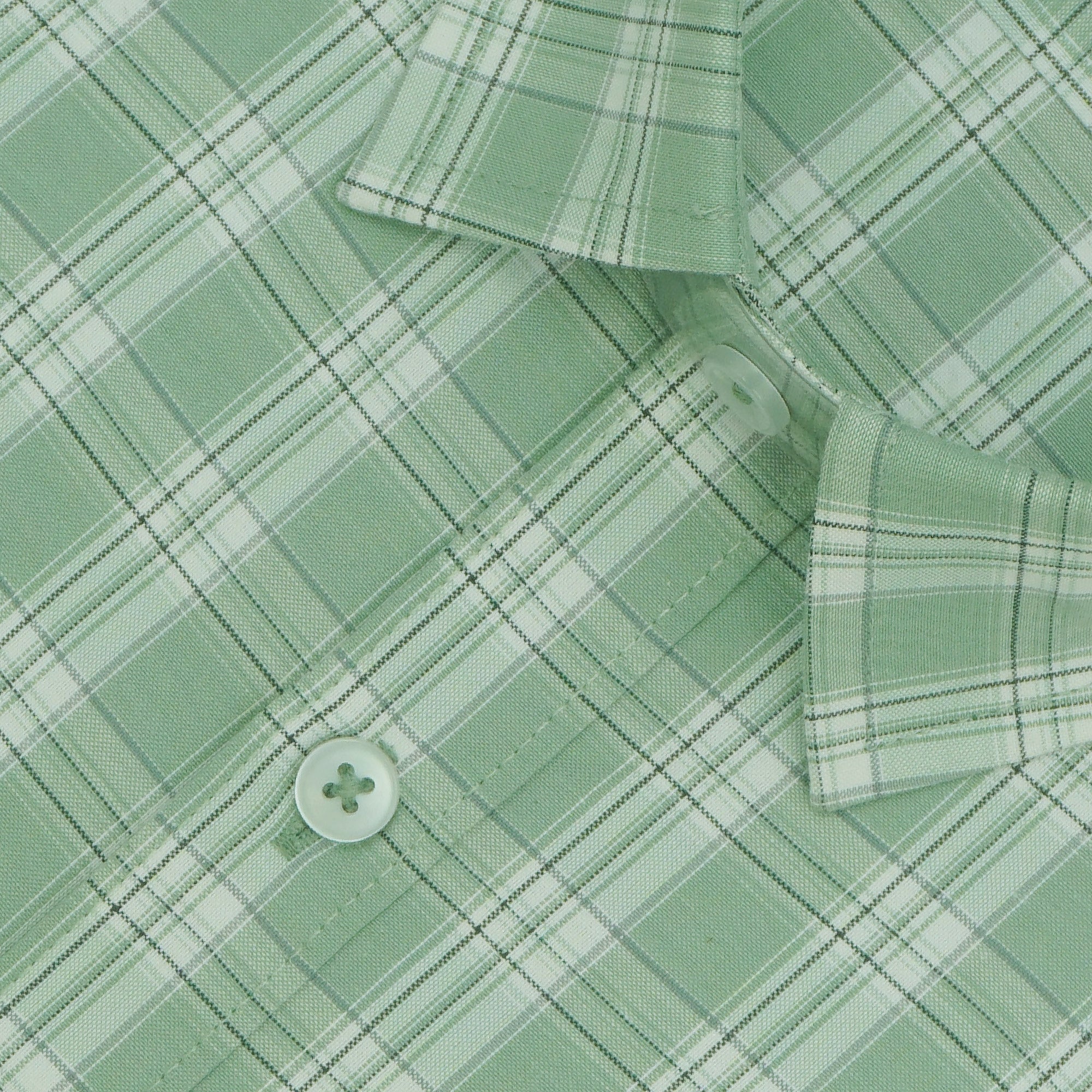 Men's 100% Cotton Checkered Half Sleeves Shirts (Green)
