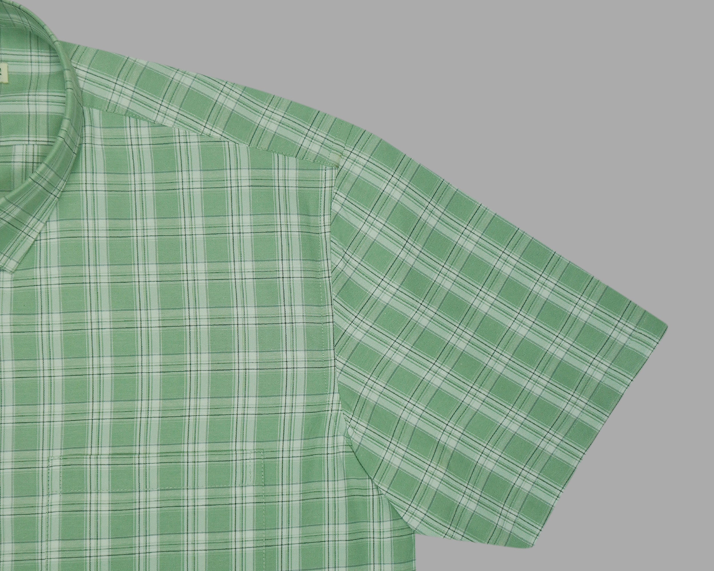 Men's 100% Cotton Checkered Half Sleeves Shirts (Green)