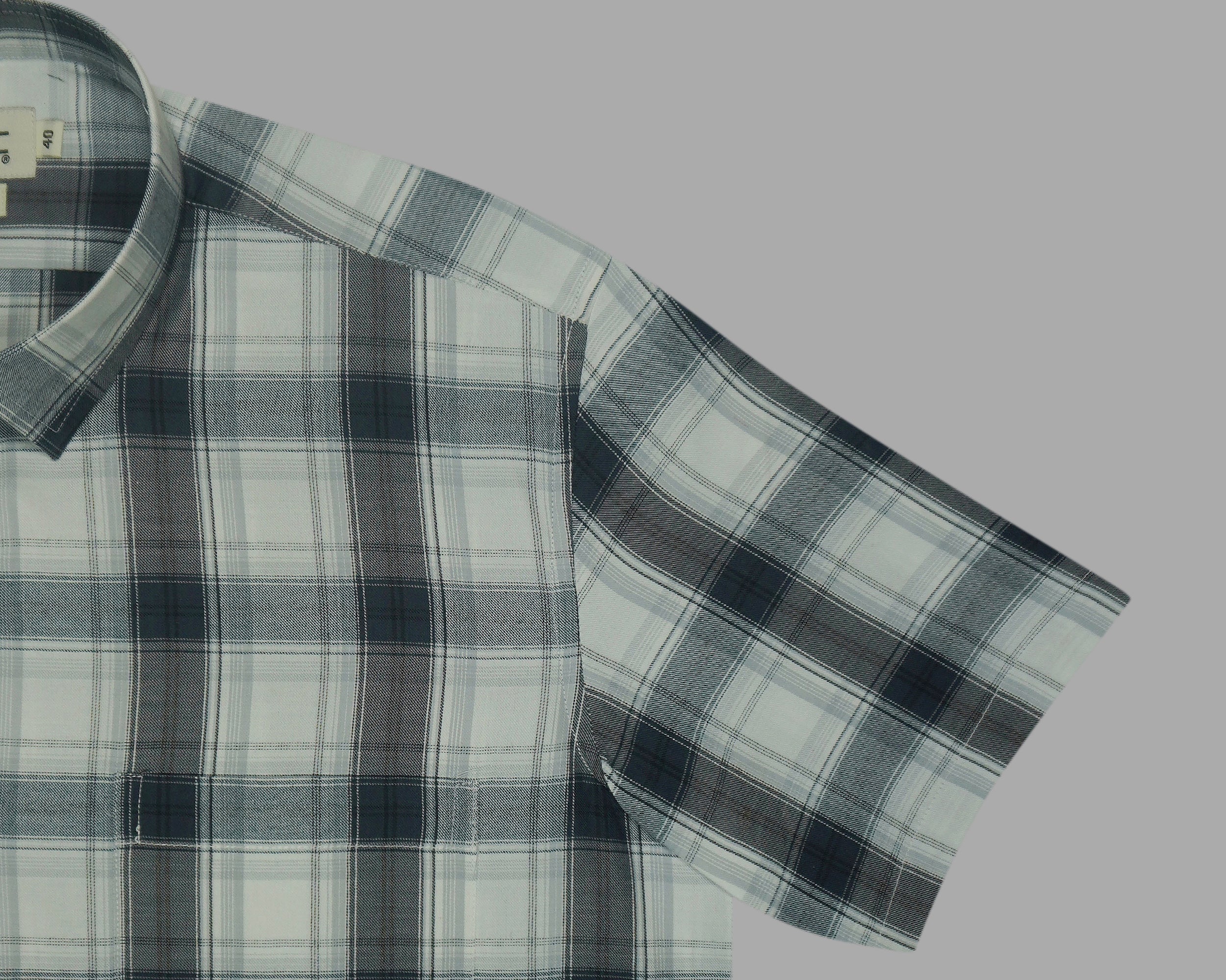 Men's 100% Cotton Checkered Half Sleeves Shirts (Black)