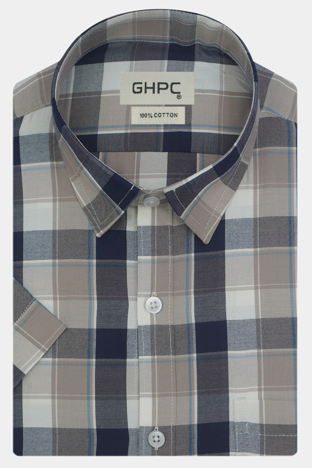 Men's 100% Cotton Checkered Half Sleeves Shirts (Brown)