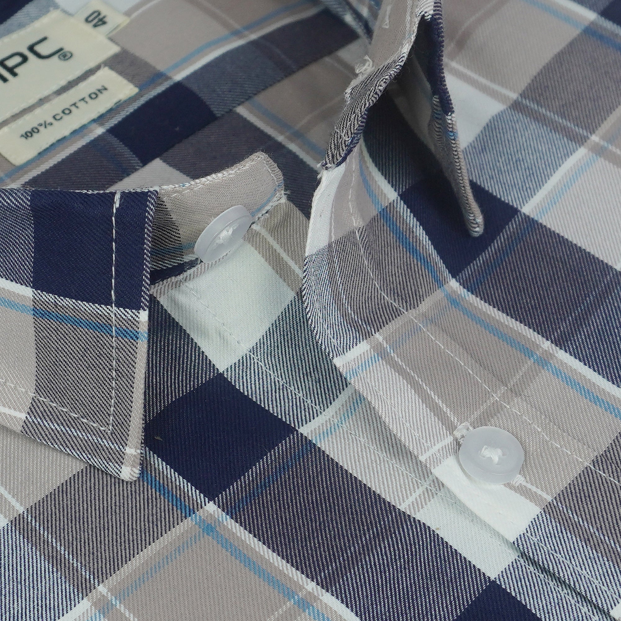 Men's 100% Cotton Checkered Half Sleeves Shirts (Brown)