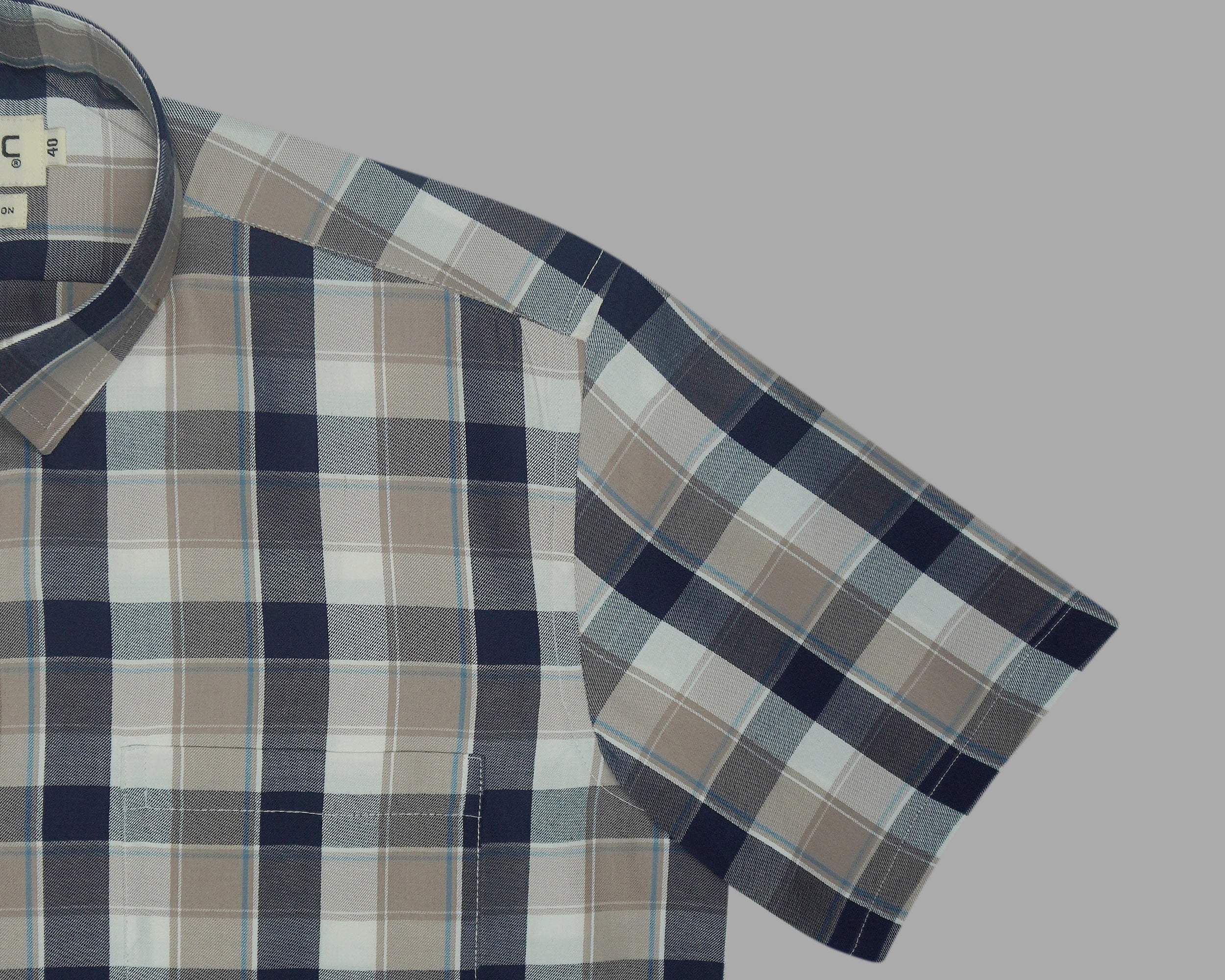 Men's 100% Cotton Checkered Half Sleeves Shirts (Brown)