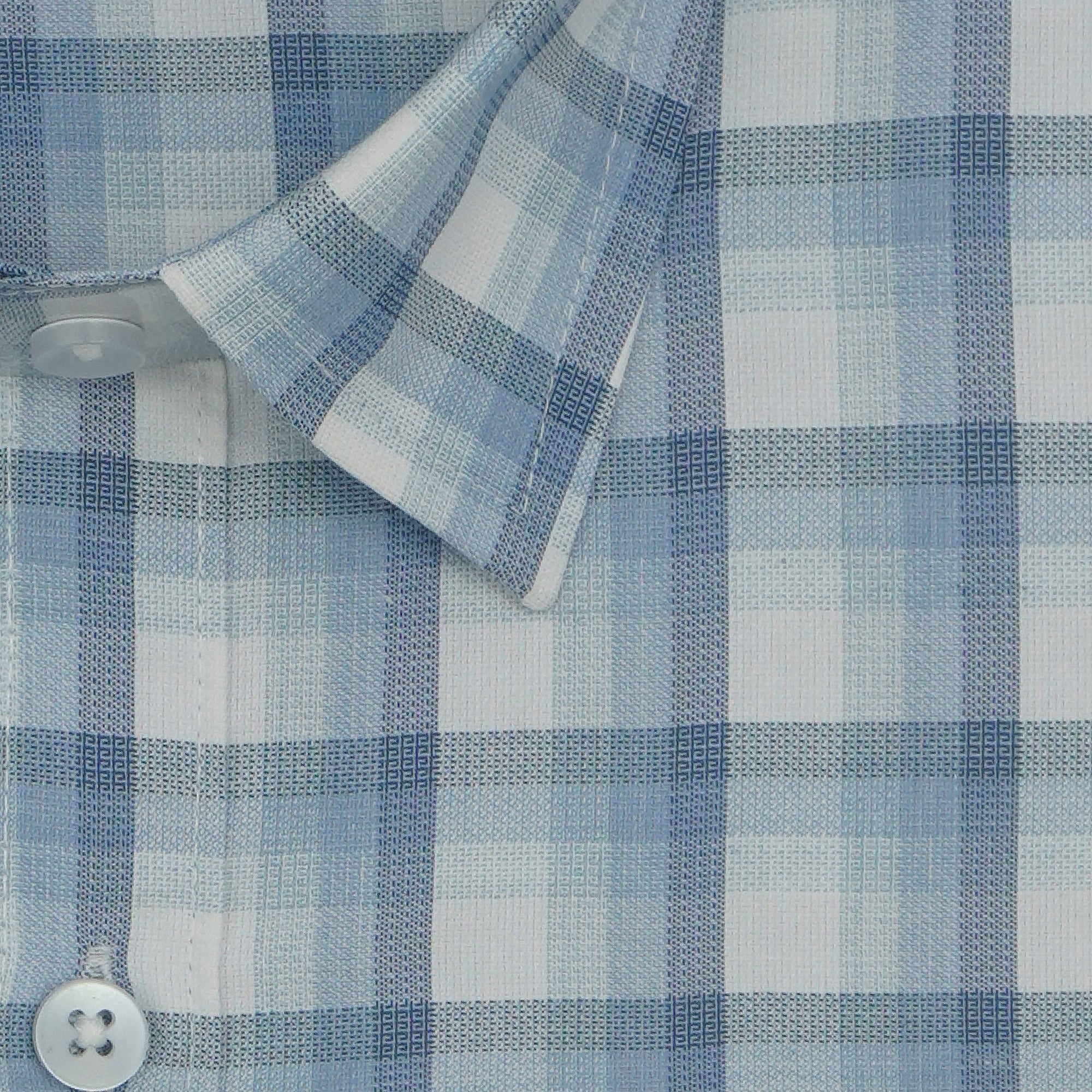 Men's 100% Cotton Checkered Half Sleeves Shirts (Blue)