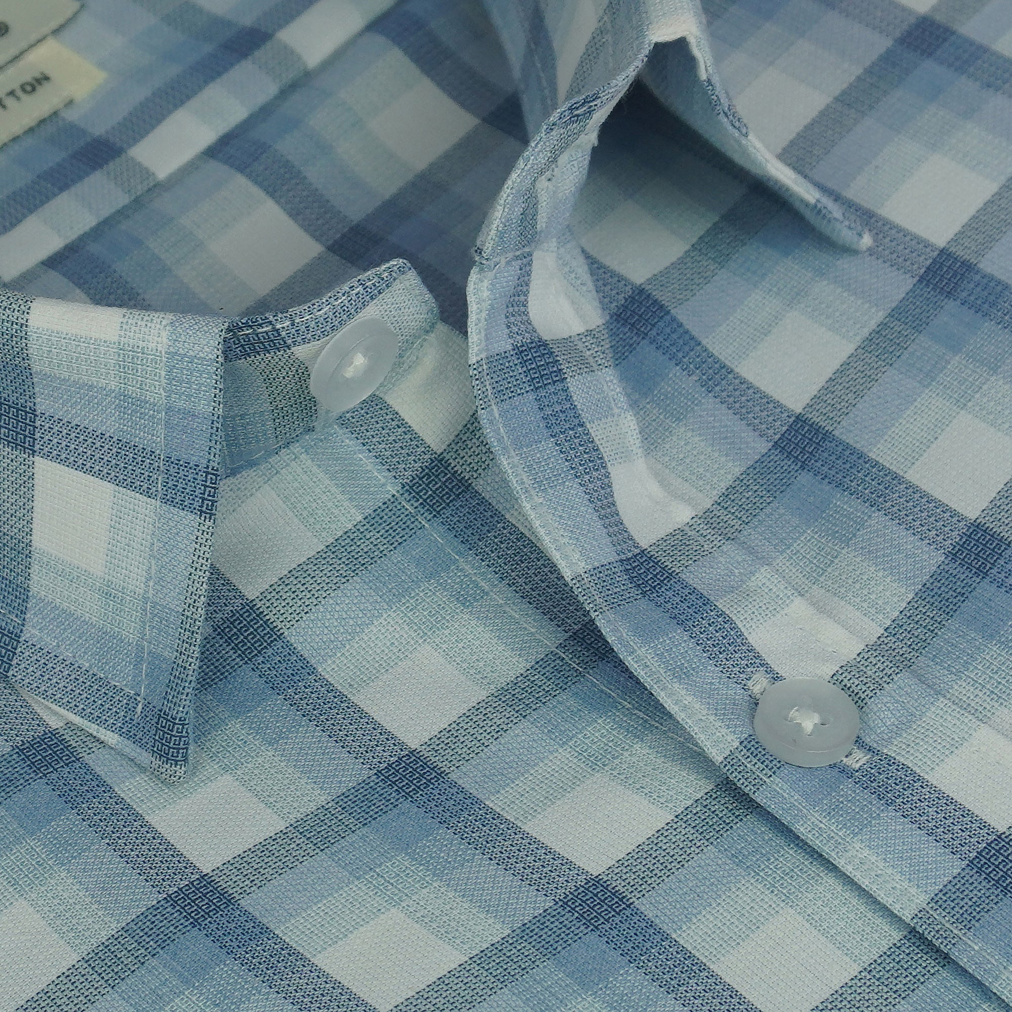 Men's 100% Cotton Checkered Half Sleeves Shirts (Blue)
