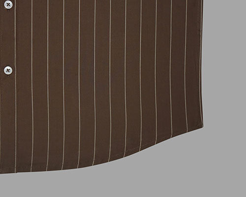 Men's 100% Cotton Chalk Striped Half Sleeves Shirt (Brown) FSH503819_6