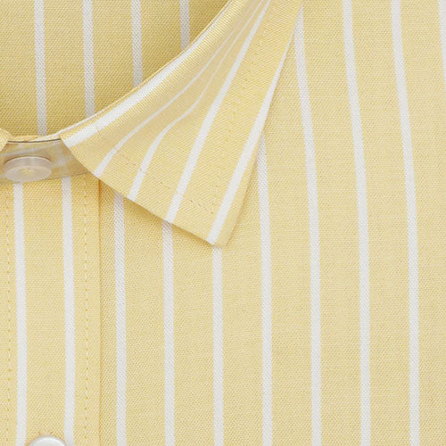 Men's 100% Cotton Chalk Striped Half Sleeves Shirt (Yellow) FSH508110_2